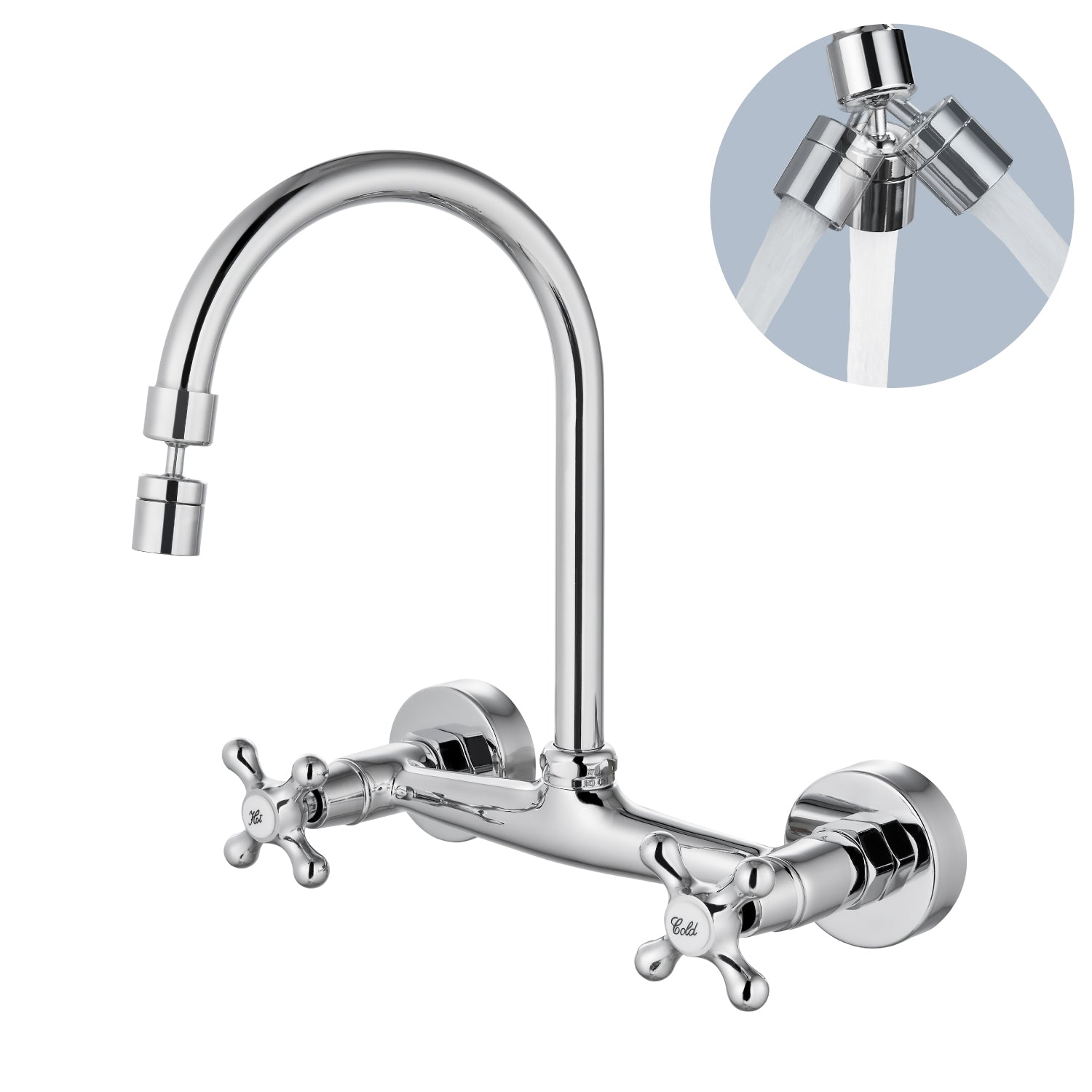 Wall mount kitchen sink faucet