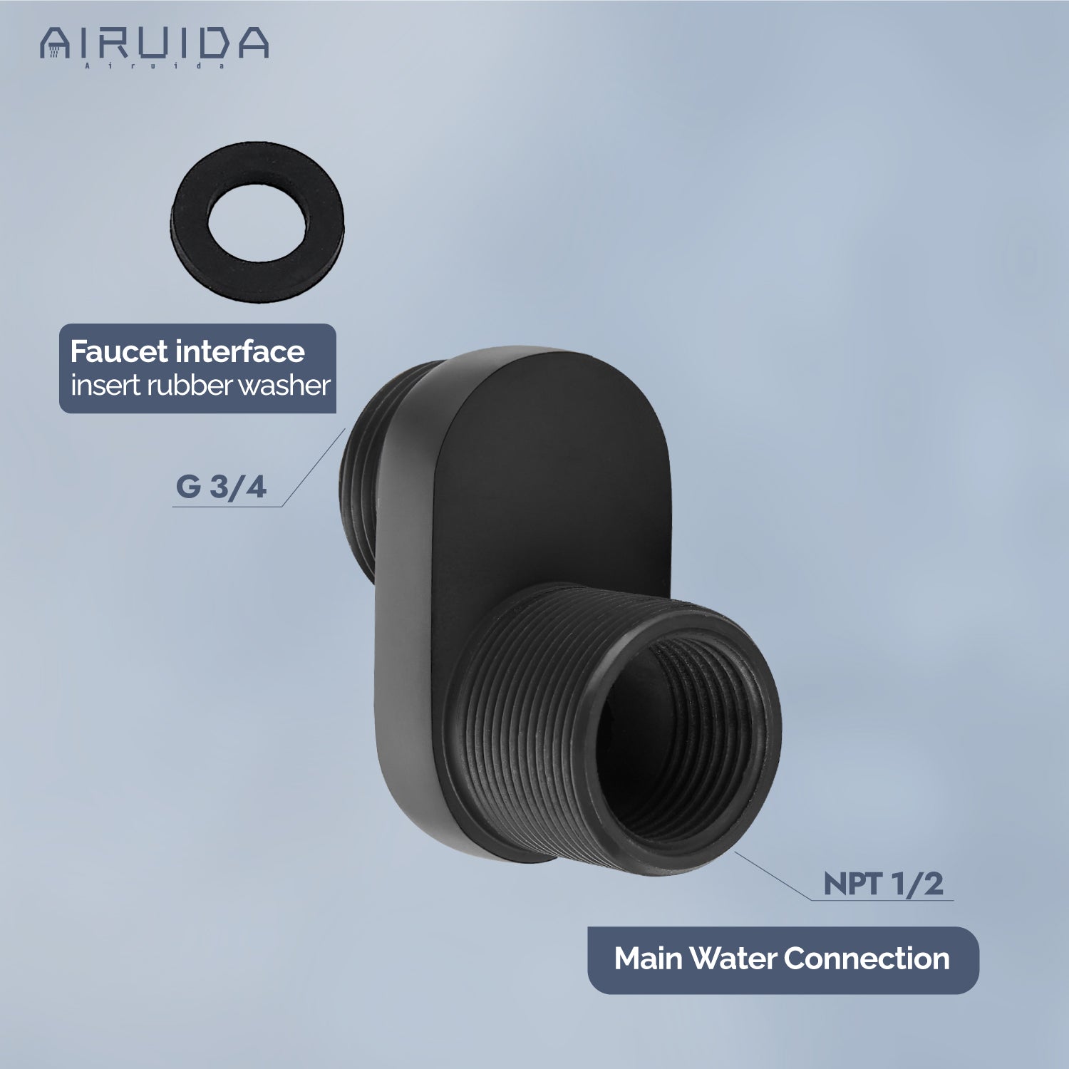 Matte Black Mounted Installation Brass Kit for Wall Mount Faucets Connector Set Kitchen Sink 1/2" NPT Female to G 3/4 Male