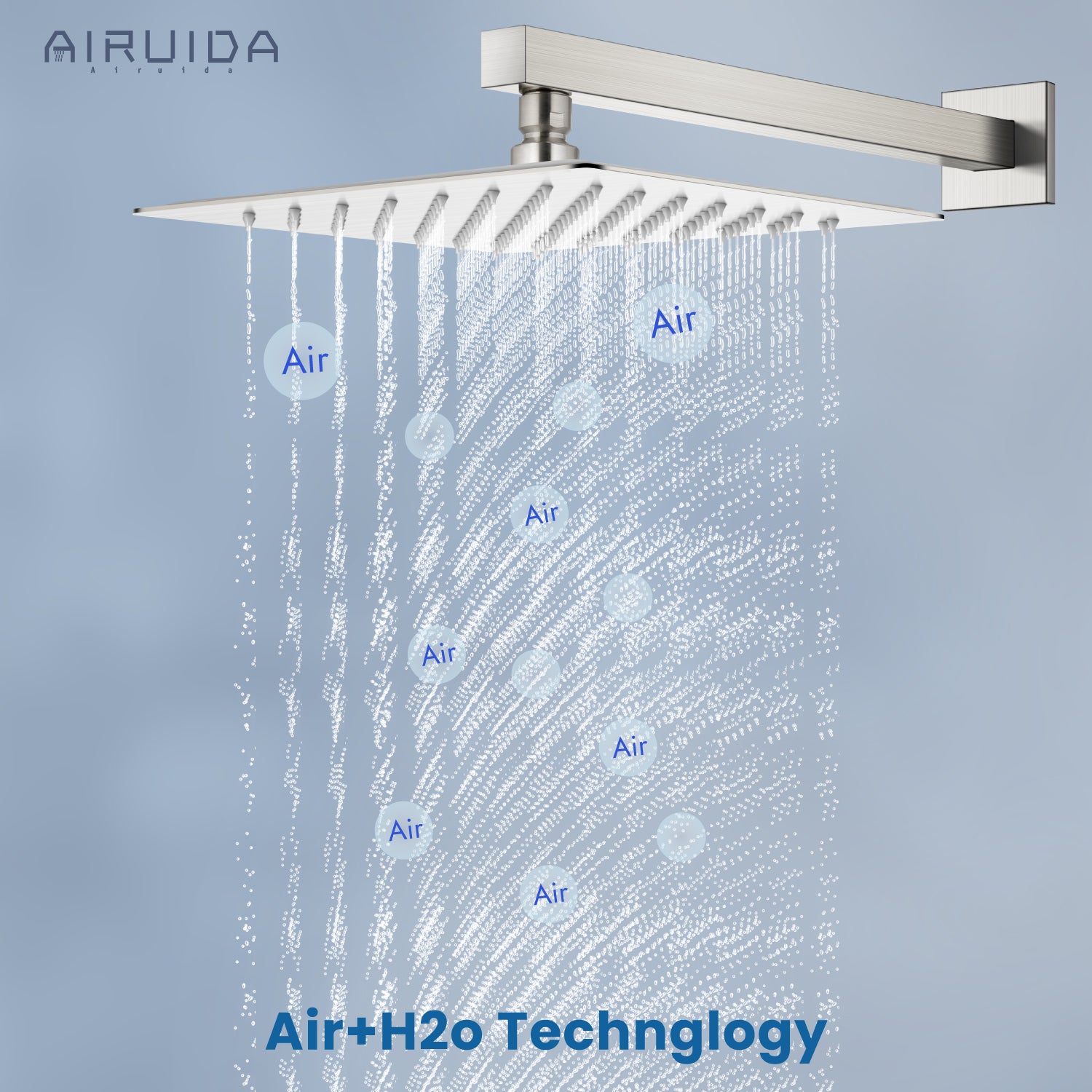 Airuida Shower Faucet Set, Single Function Shower Handle Wall Mount Bathroom Rainfall Shower Mixer, Square 10 Inch Shower Head Shower Valve and Trim Kit with Female Thread Rough-in Valve