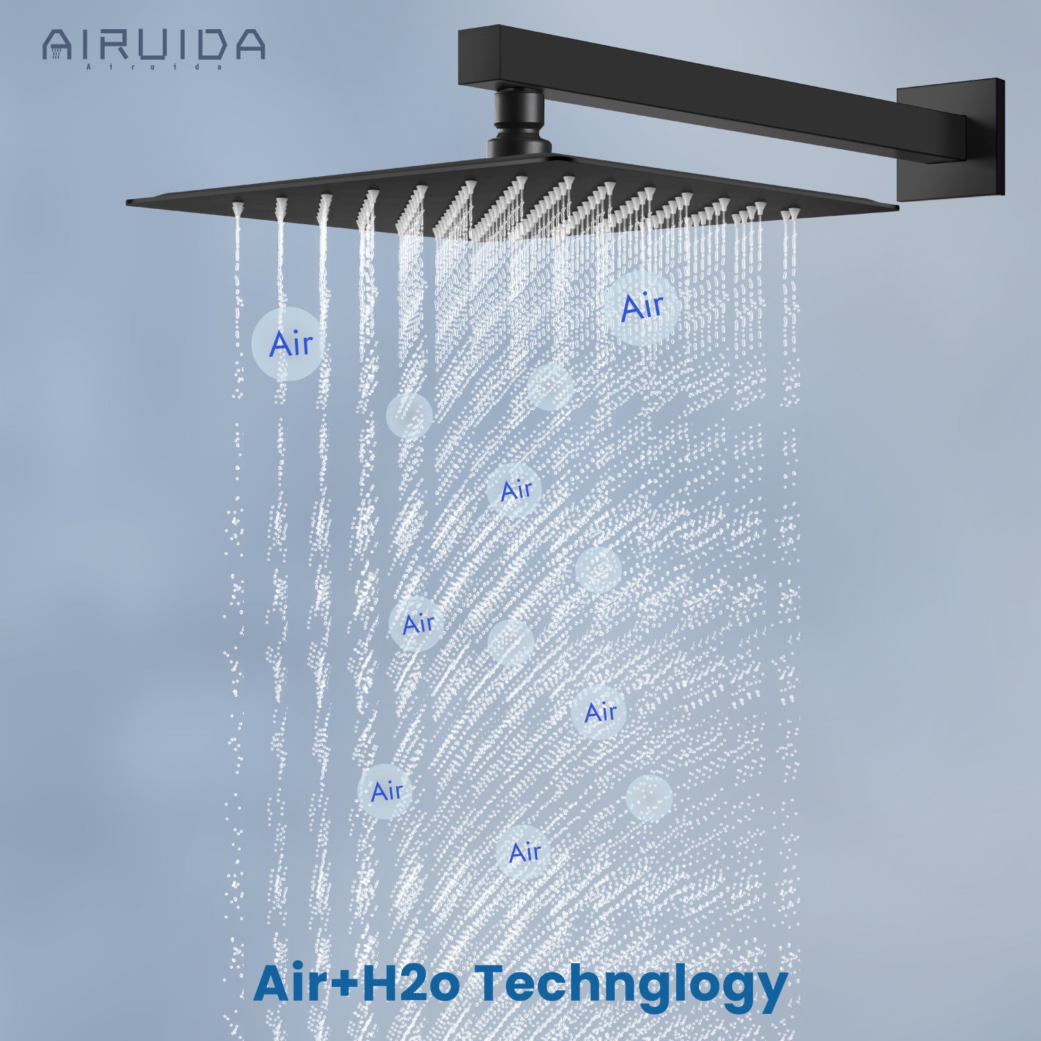 Airuida Shower Faucet Set, Single Function Shower Handle Wall Mount Bathroom Rainfall Shower Mixer, Square 10 Inch Shower Head Shower Valve and Trim Kit with Female Thread Rough-in Valve