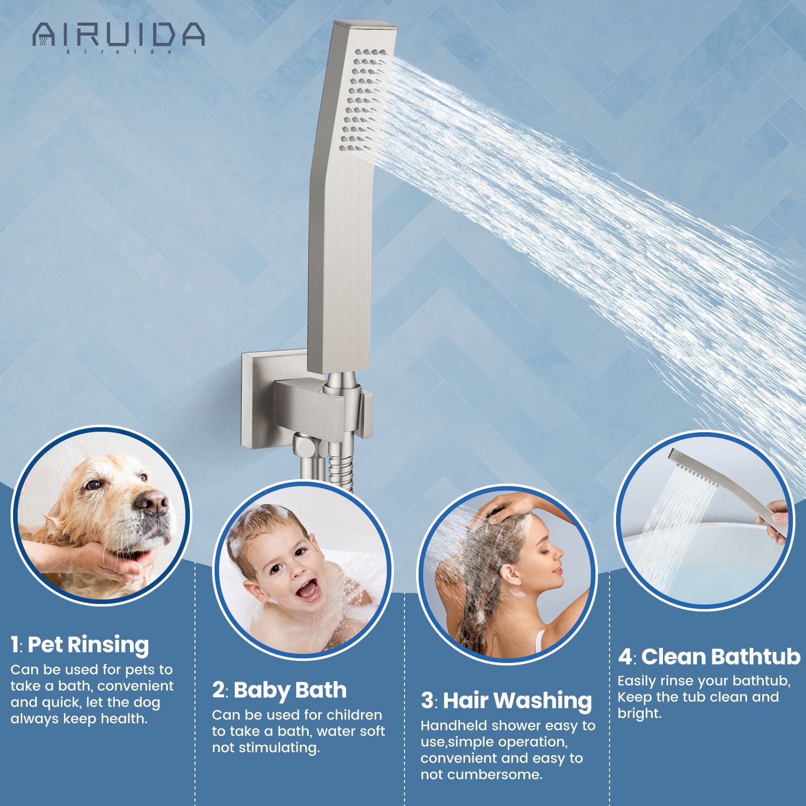 Airuida 12 Inch Ceiling Shower System SUS304 Ultra-thin Ceiling Mount Rain Shower Head with Handheld Rough-in Valve Bathroom Luxury Brass Shower Rain Mixer Shower Faucet Set