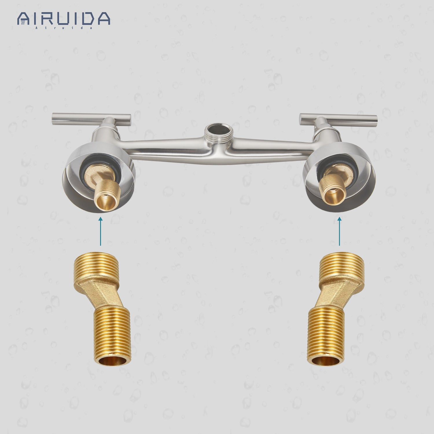 Airuida Solid Brass 3/4"Male × 1/2"Male thread Bend Angle Adapter Faucet Adapter 2 Pieces Included