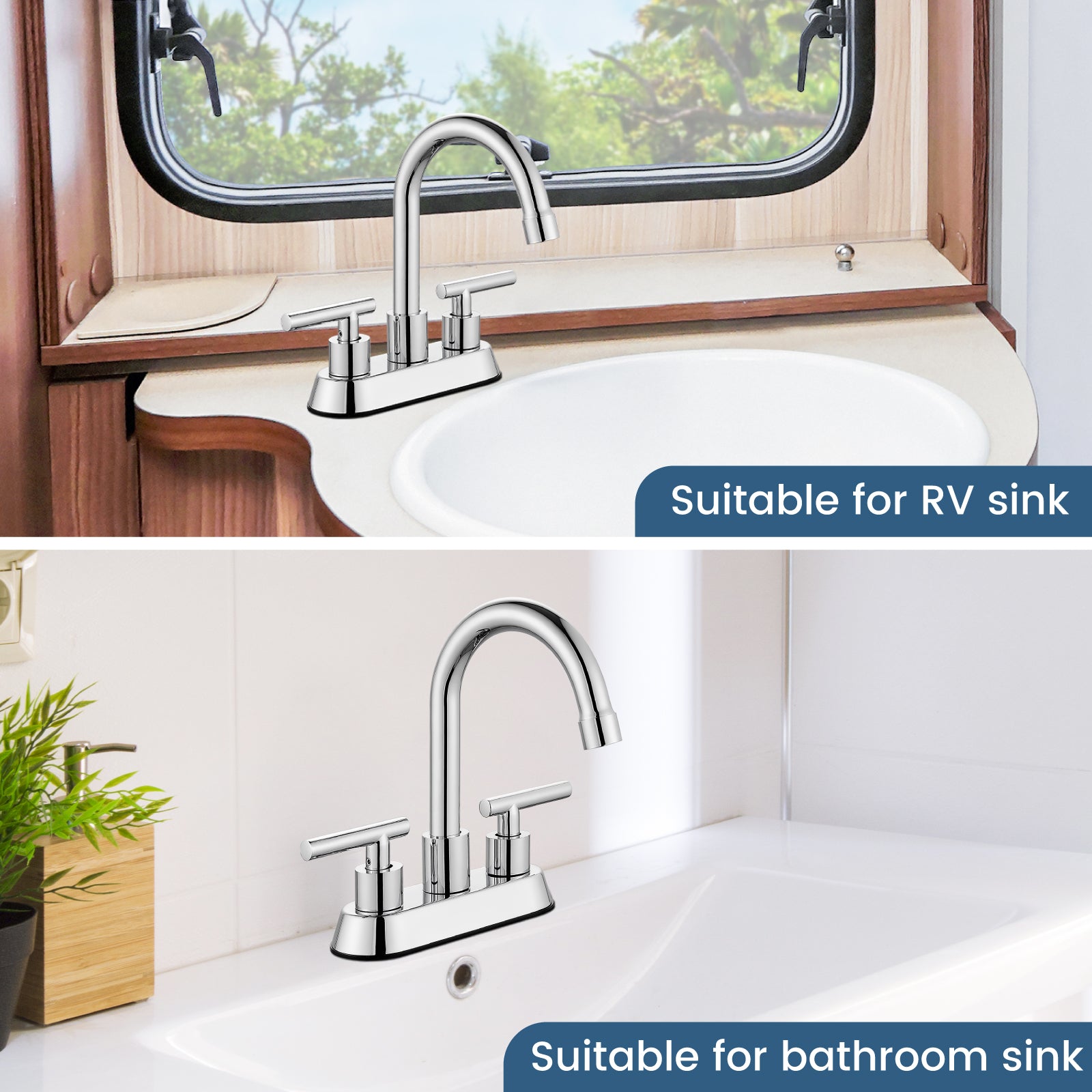 Airuida 4 Inch Centerset Bathroom Faucets,2 Handle Bathroom Sink Faucet Stainless Steel,Two Hole Restroom Vanity Faucet with Pop Up Drain 2 Water Supply Lines and Swivel Round Spout Chrome Polish