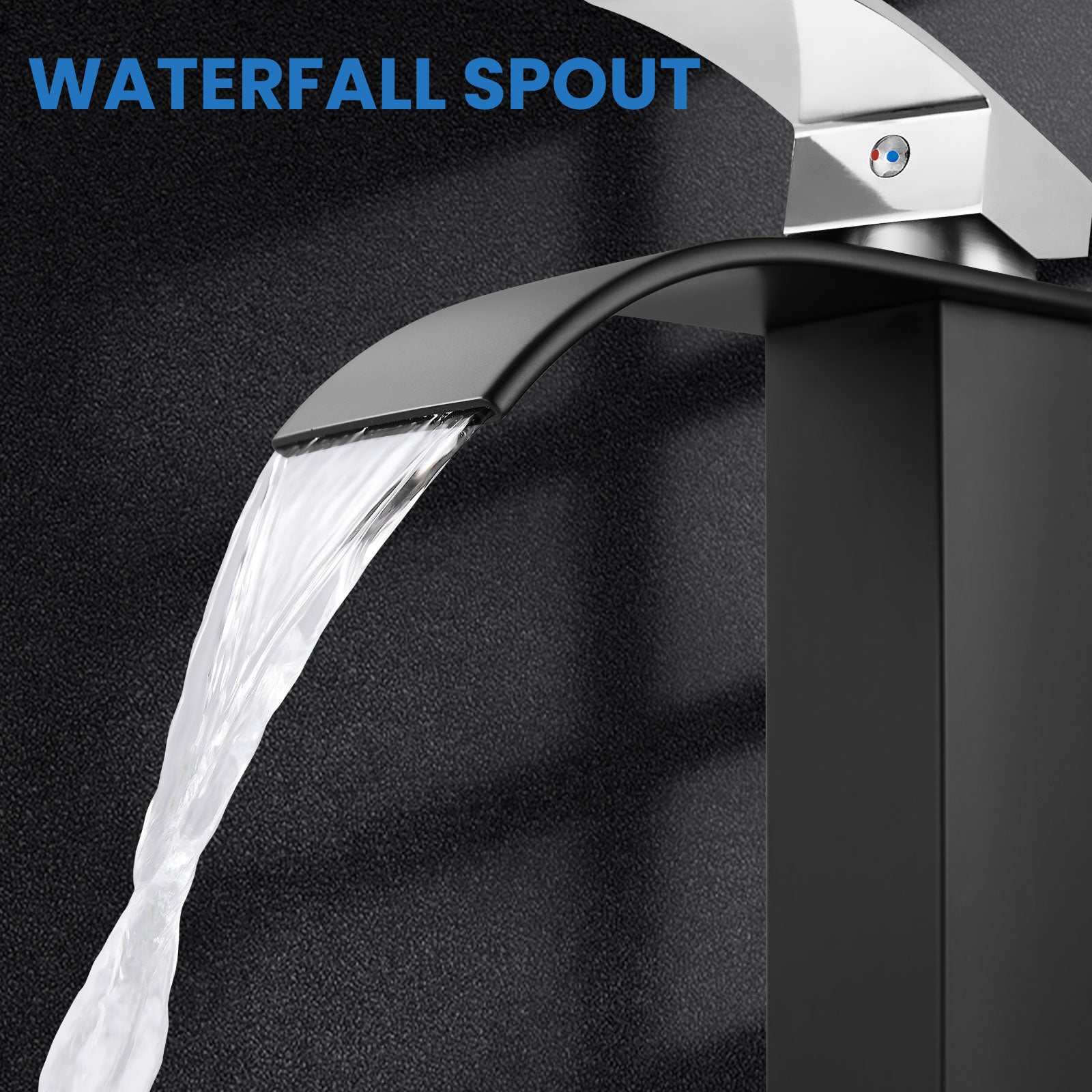 Airuida Vessel Sink Faucet, Tall Waterfall Bathroom Faucet, Single Handle One Hole Mixer Bowl Tap with Large Rectangular Spout, Bar Sink Faucet Lavatory Vanity