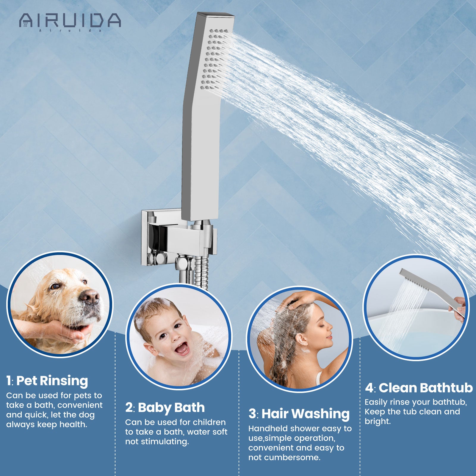 Airuida 12 Inch Ceiling Shower System SUS304 Ultra-thin Ceiling Mount Rain Shower Head with Handheld Rough-in Valve Bathroom Luxury Brass Shower Rain Mixer Shower Faucet Set