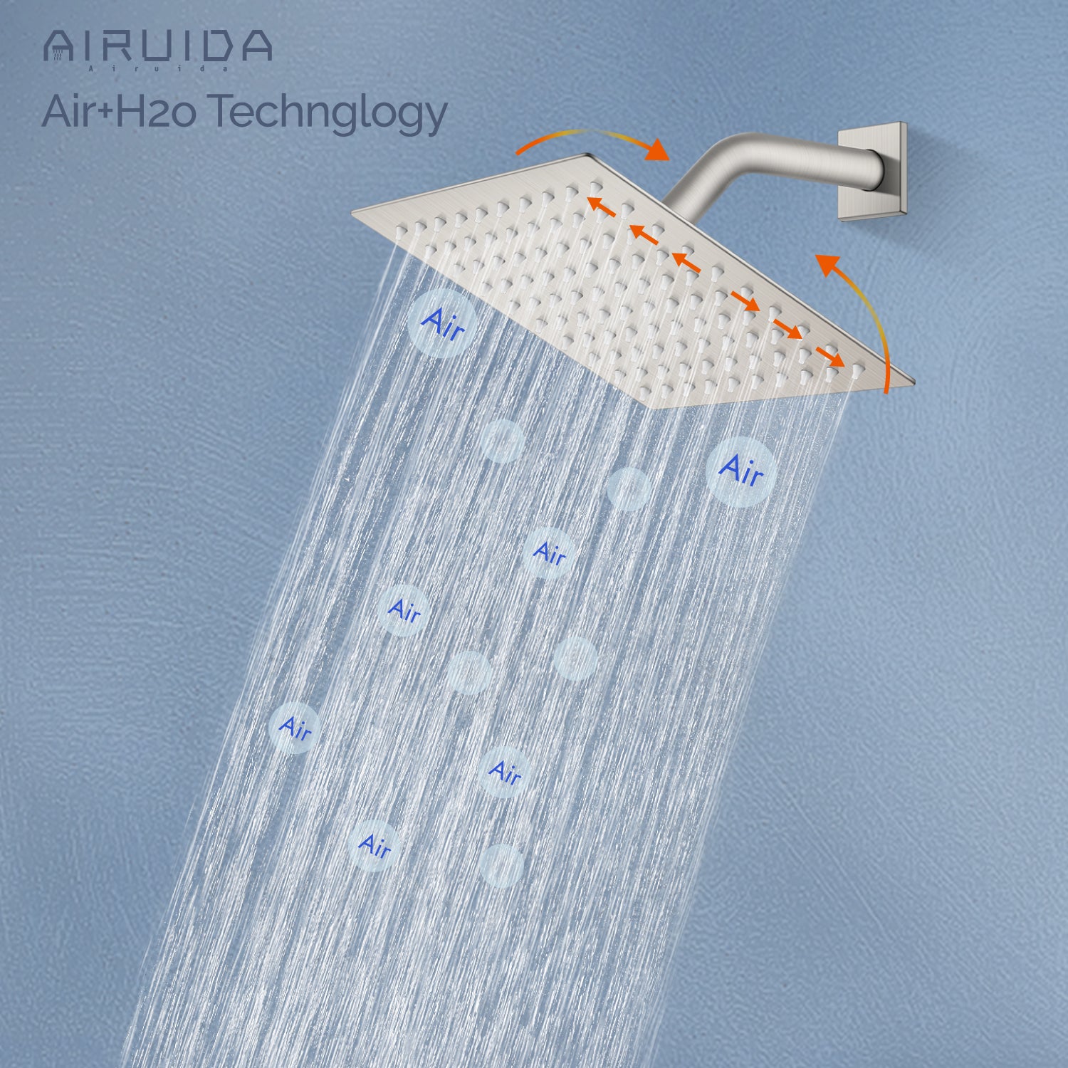 Airuida Shower Faucet Set Bathroom Rain Shower System 8 Inch Square Showerhead Single Function Single Handle Shower Trim Kit With Thread Rough-in Valve