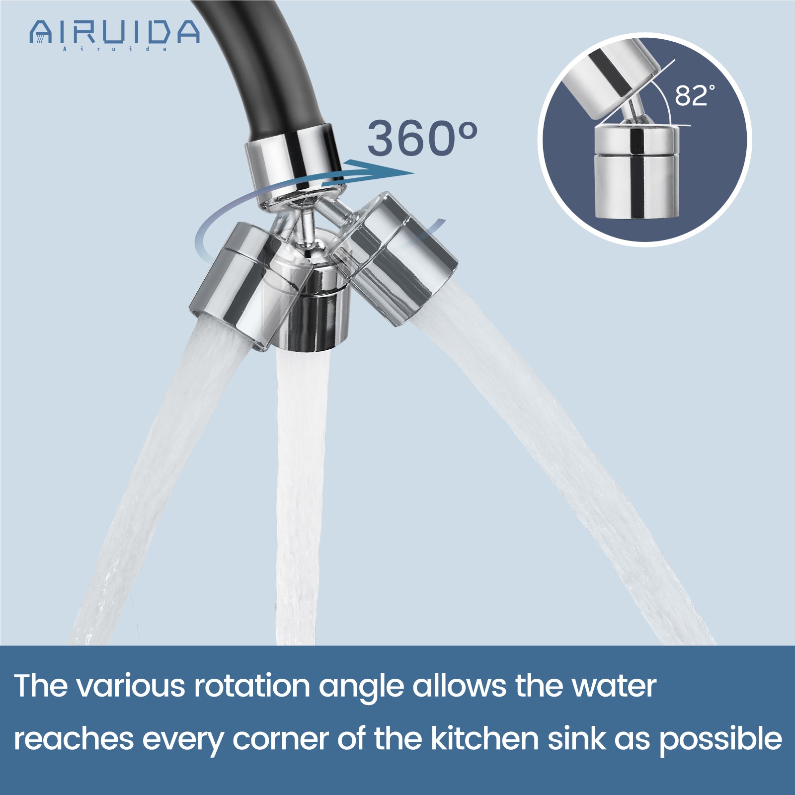 Airuida Matte Black & Polished Chrome Wall Mount Faucet with Sprayer Commercial Kitchen Faucet 8 Inch Center Utility Sink Faucet 360 Degree Swivel Spout Restaurant Sinks Laundry Room Faucet