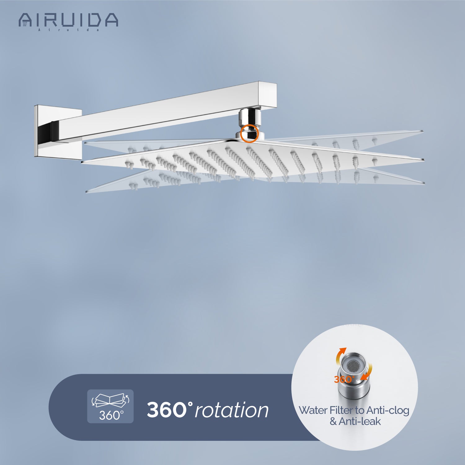 Airuida Shower Faucet Set, Single Function Wall Mount Bathroom Rainfall Shower System, Shower Head Shower Valve and Trim Kit with Male Thread Rough-in Valve