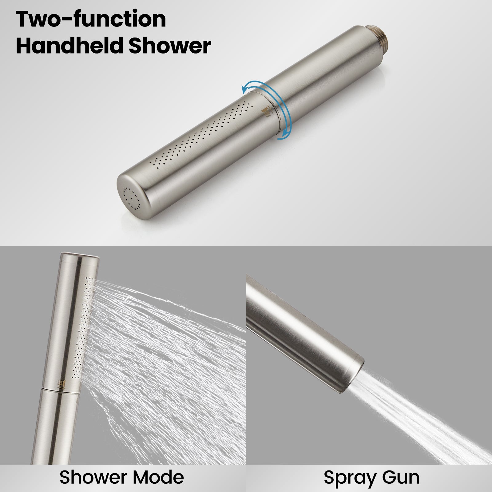 Airuida Shower Fixtures 2 Functions Shower Faucet Set Wall Mounted for Bathroom High Pressure Brass Handheld Shower with Rough-in Valve Round Rainfall 10 Inch Shower Head Brushed Nickel