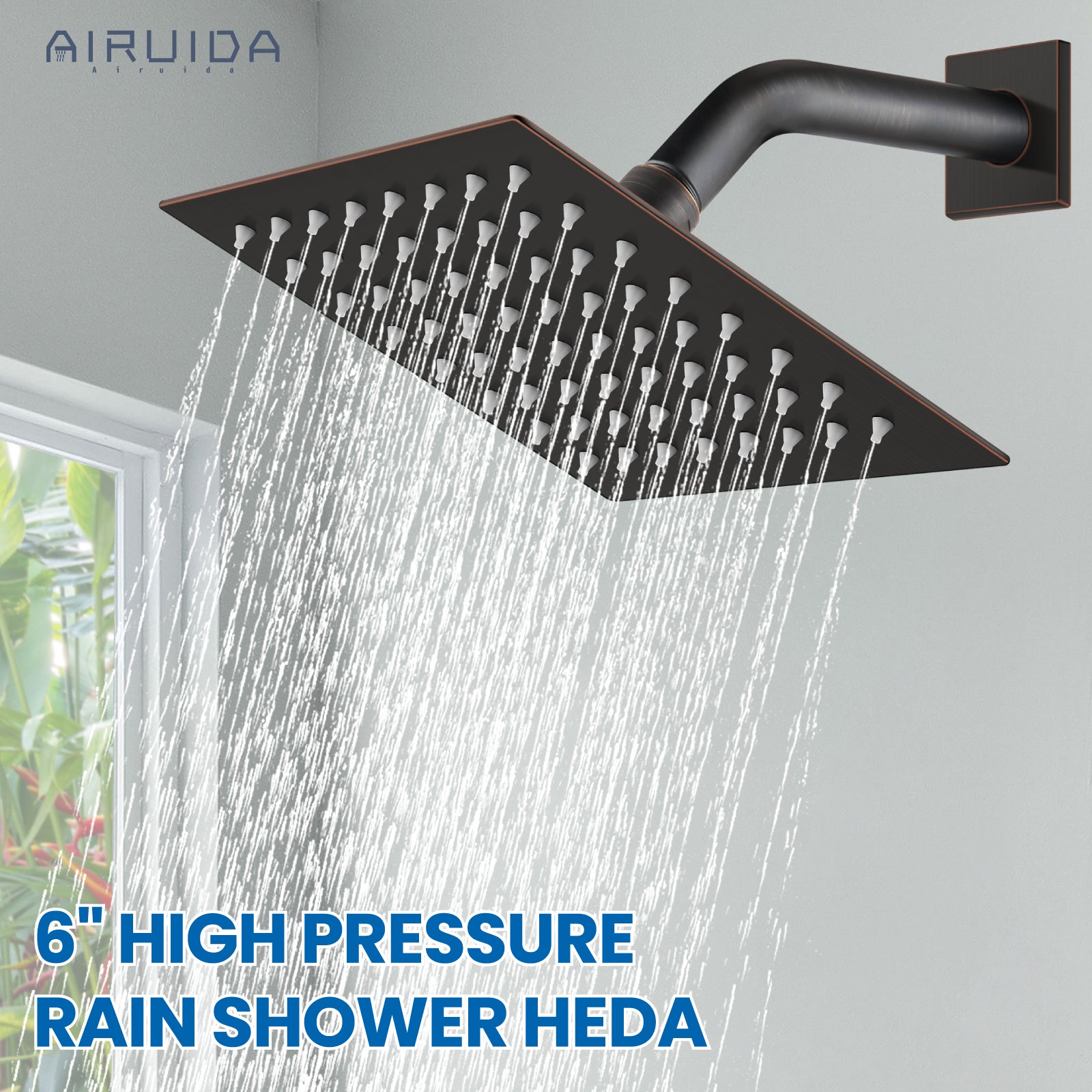 Airuida Shower Faucet Set with Tub Spout Bathtub Faucet Kit Shower Tub Faucet Set Complete Tub Shower Trim Kit with Solid Brass Rough-in Valve and Rainfall Square Showerhead
