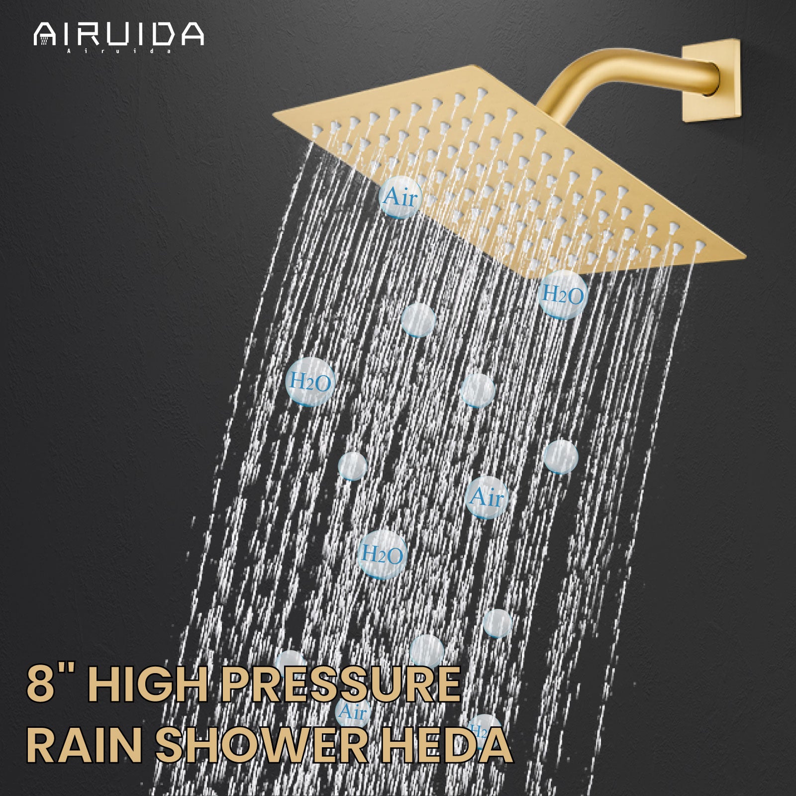 Airuida Shower Faucet Set with Tub Spout Bathtub Faucet Kit Shower Tub Faucet Set Complete Tub Shower Trim Kit with Solid Brass Rough-in Valve and Rainfall Square Showerhead