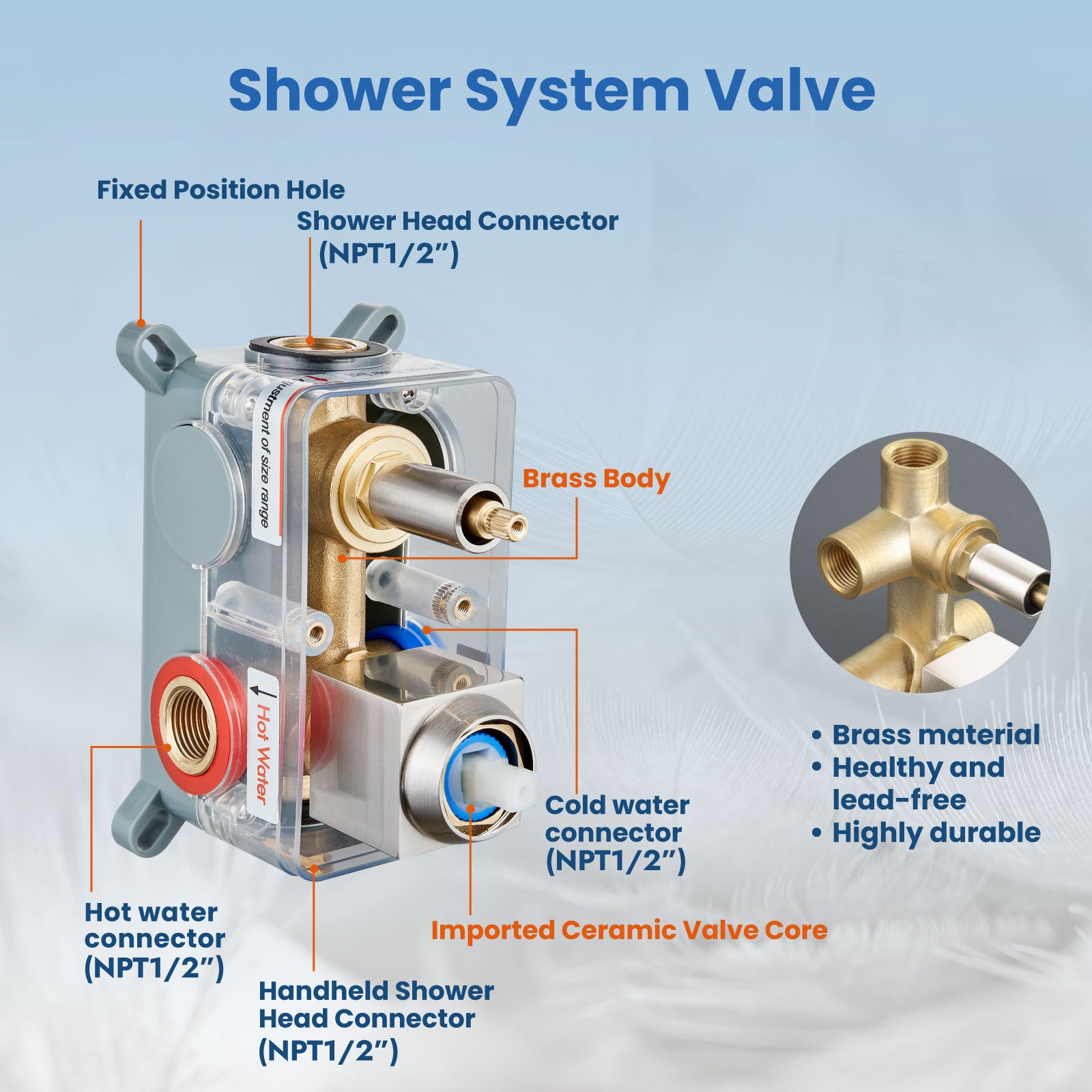 Airuida 12 Inch Ceiling Shower System SUS304 Ultra-thin Ceiling Mount Rain Shower Head with Handheld Rough-in Valve Bathroom Luxury Brass Shower Rain Mixer Shower Faucet Set