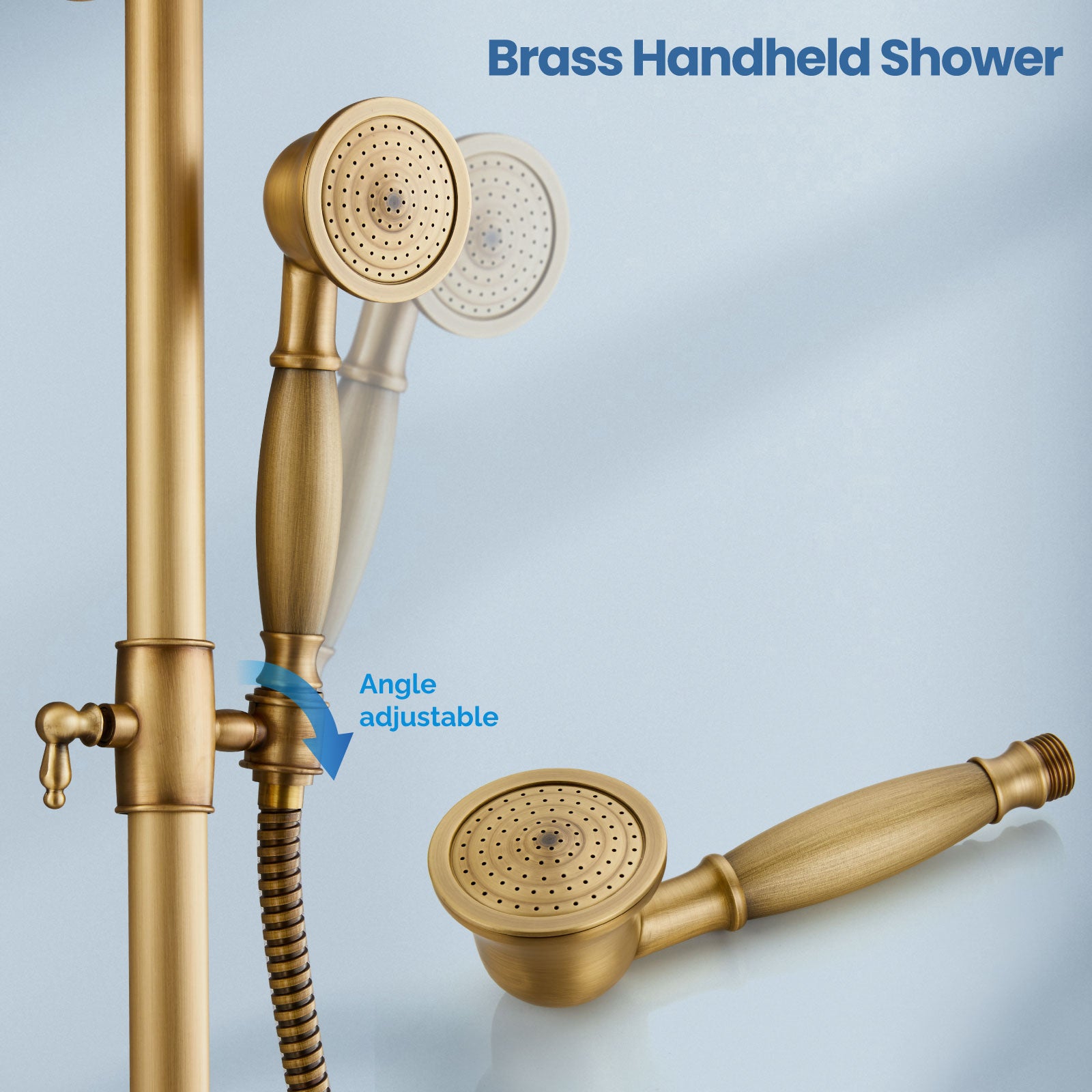 Airuida Shower Fixture 8 Inch Rain Shower Head Exposed Pipe Shower System Single handle Dual Functions Shower Faucet Combo Unit Set Adjustable Shower Head Bar Modern
