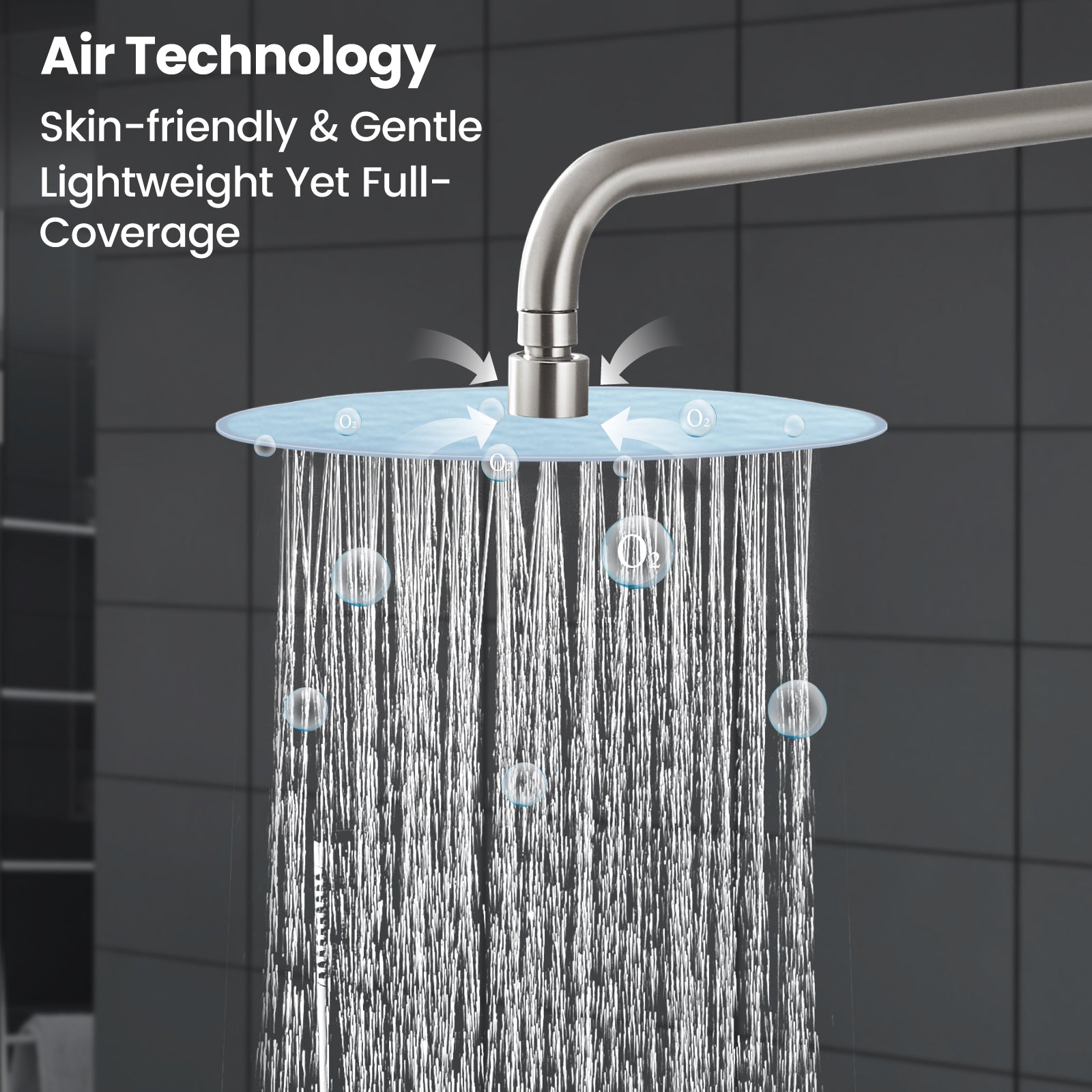 Airuida Shower Fixtures 2 Functions Shower Faucet Set Wall Mounted for Bathroom High Pressure Brass Handheld Shower with Rough-in Valve Round Rainfall 10 Inch Shower Head Brushed Nickel
