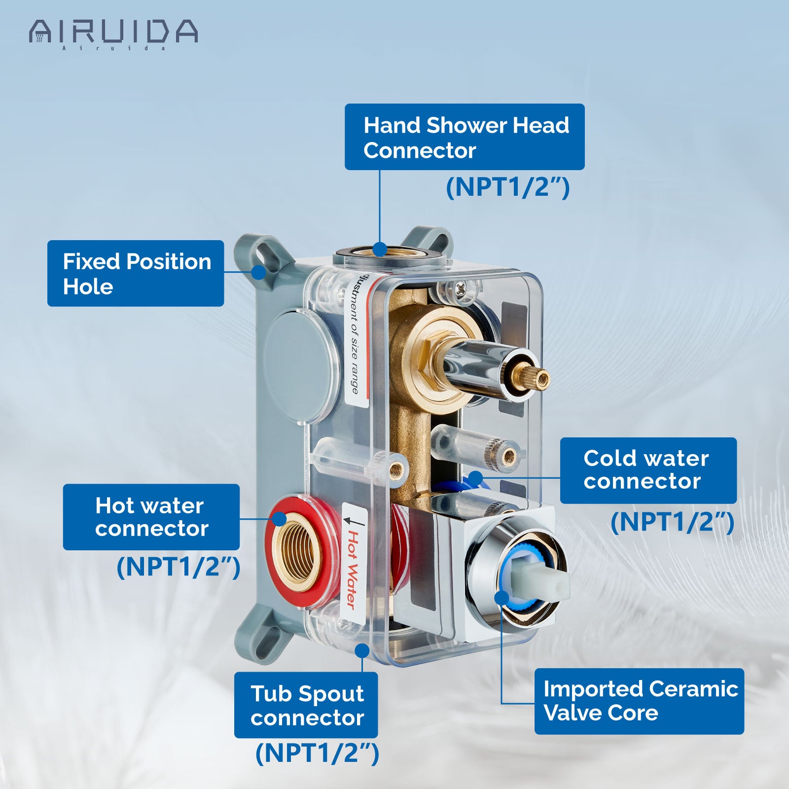 Airuida Wall Mount Tub Faucet with Waterfall Tub Spout Wall Mounted Bathtub Faucet with Handheld Shower Single Handle Tub Filler Shower Faucet Set with Rough-in valve Curved Spout Chrome Polish