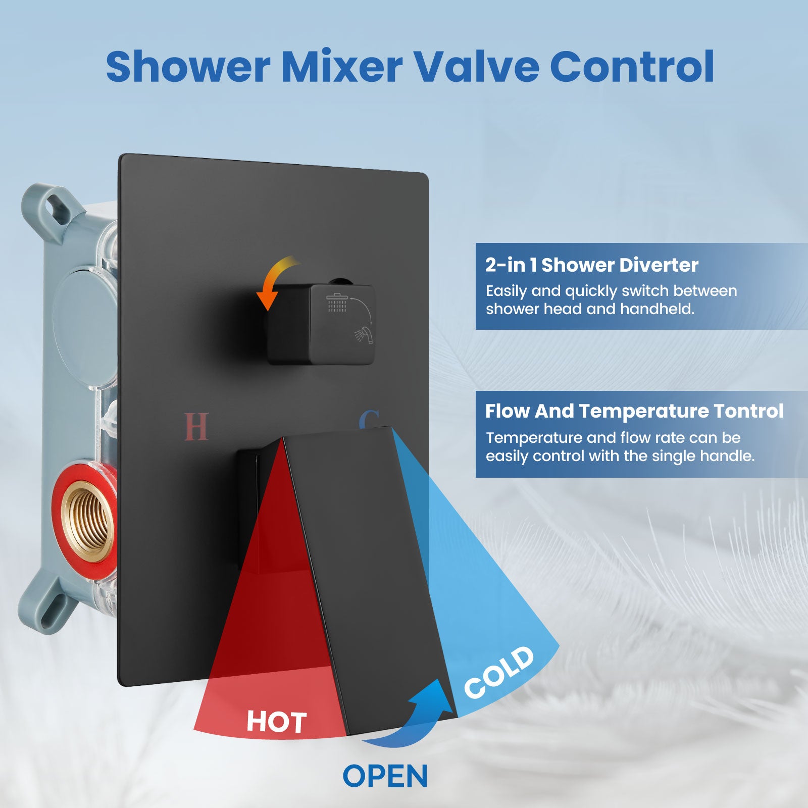 Airuida Matte Black Ceiling Mount Rain Shower System Shower Faucets Sets Complete 10 Inch Square SUS304 Rainfall Shower Head with Brass Handheld Spray, Rough-in Valve Mixer Shower Combo Set