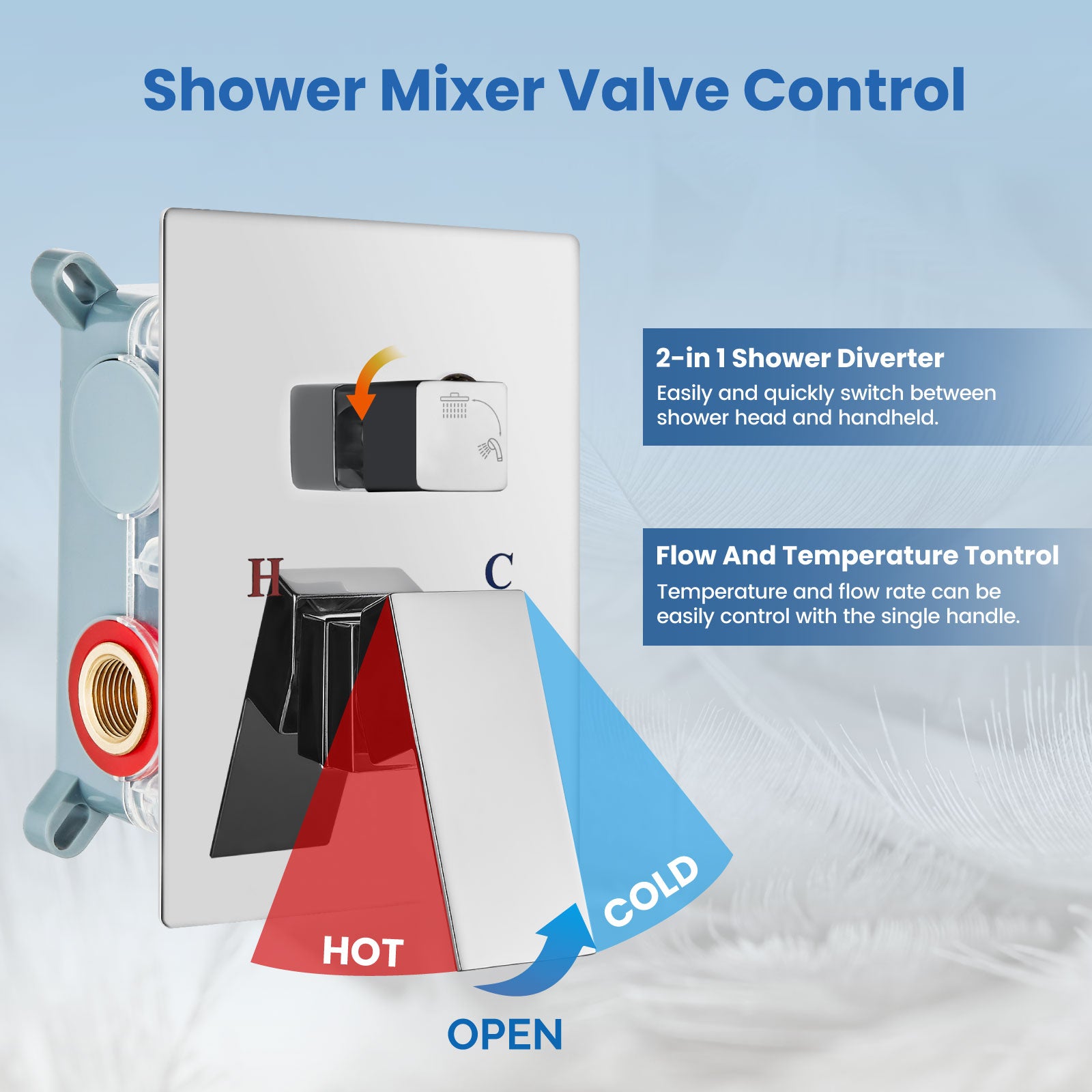 Airuida 12 Inch Ceiling Shower System SUS304 Ultra-thin Ceiling Mount Rain Shower Head with Handheld Rough-in Valve Bathroom Luxury Brass Shower Rain Mixer Shower Faucet Set