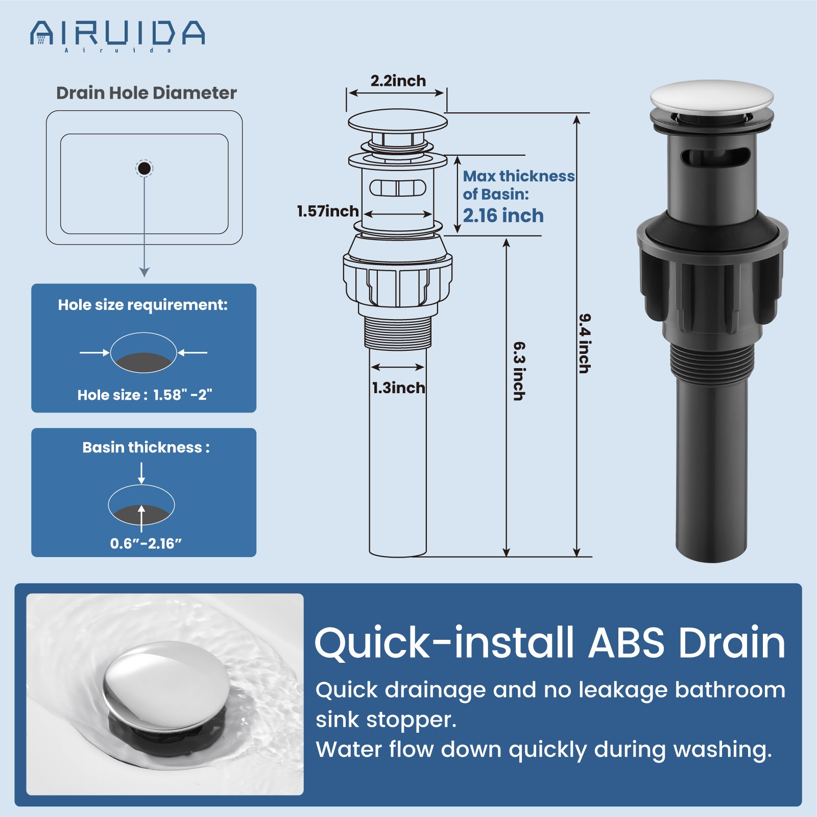 Airuida 4 Inch Centerset Bathroom Faucets,2 Handle Bathroom Sink Faucet Stainless Steel,Two Hole Restroom Vanity Faucet with Pop Up Drain 2 Water Supply Lines and Swivel Round Spout Chrome Polish