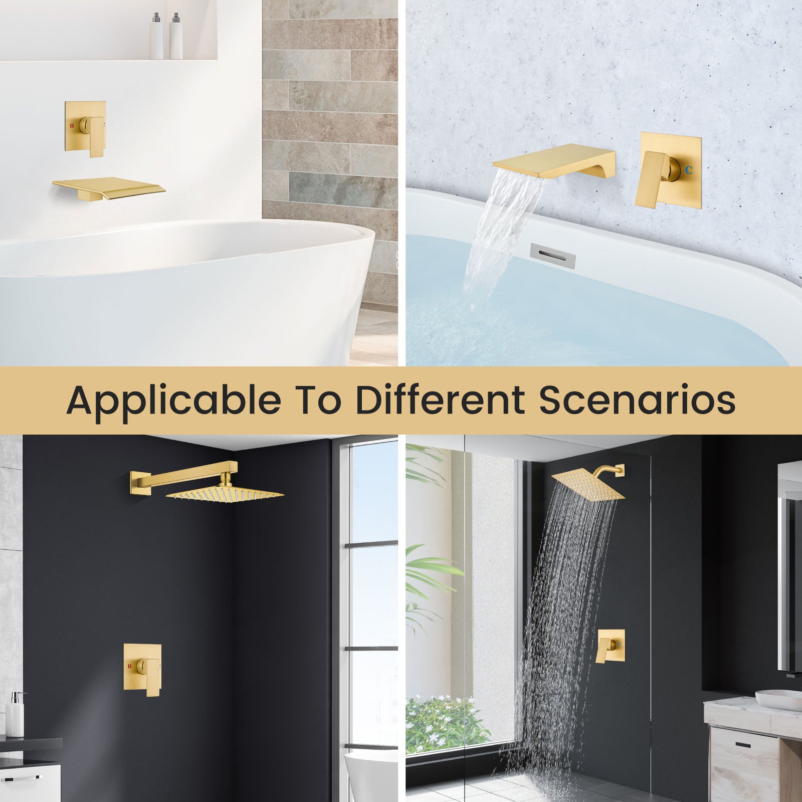 Airuida Single-Function Shower Handle Valve Trim Kit Shower Valves Wall Mount Brass Faucet Shower Rough-In Valve Bathroom Trim Kit Single Handle Tub Shower Valve Mixer