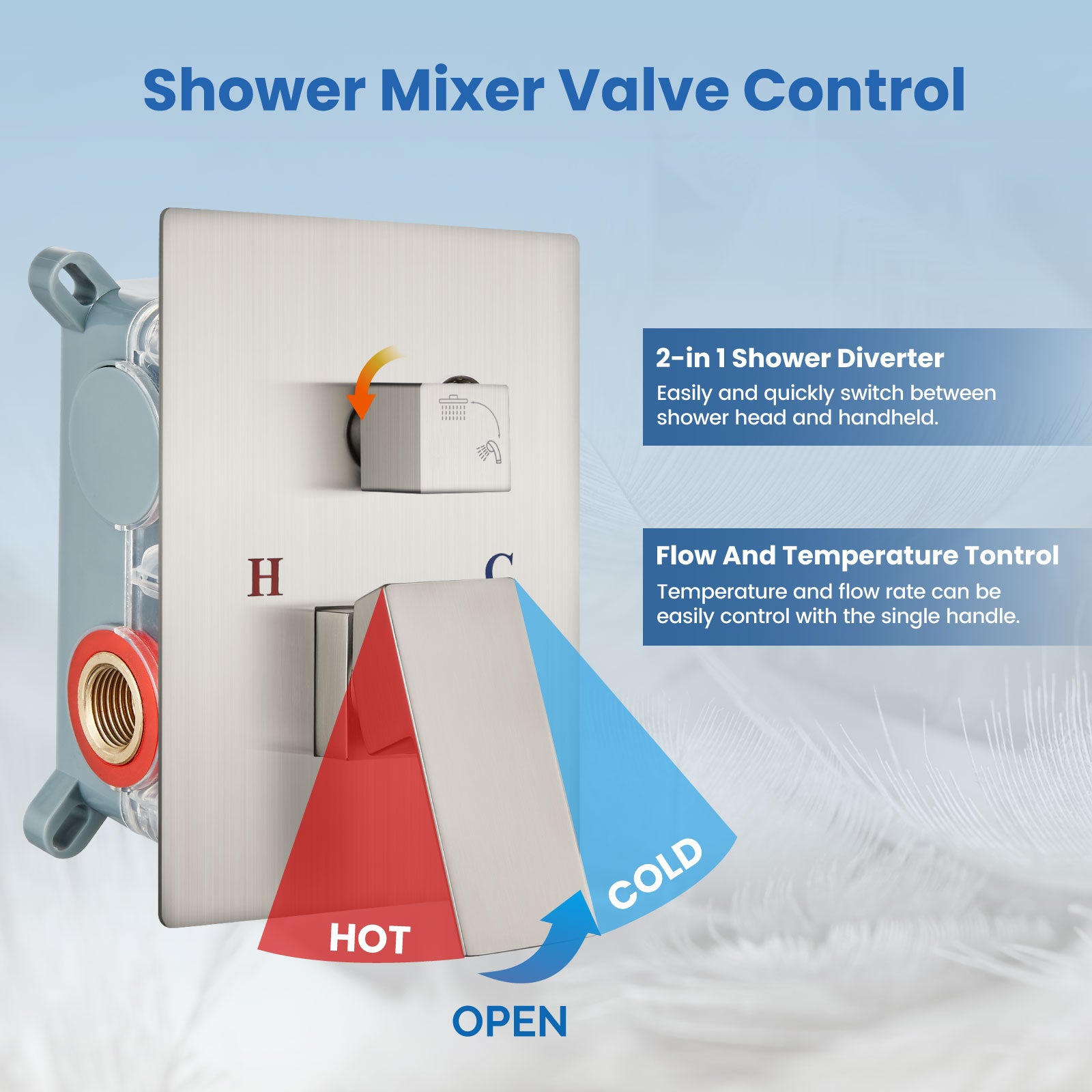 Airuida 12 Inch Ceiling Shower System SUS304 Ultra-thin Ceiling Mount Rain Shower Head with Handheld Rough-in Valve Bathroom Luxury Brass Shower Rain Mixer Shower Faucet Set