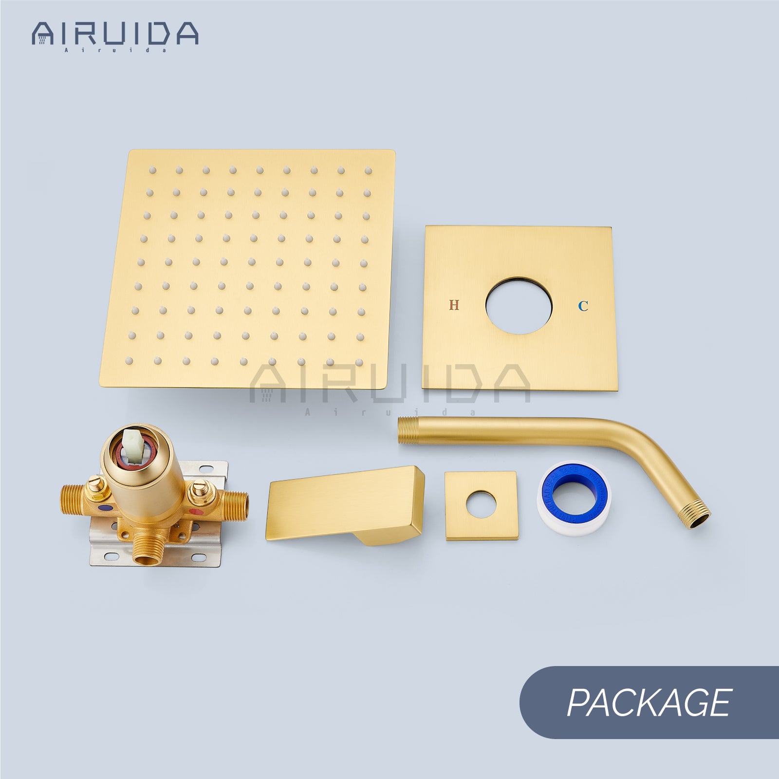 Airuida Shower Faucet Set Bathroom Rain Shower System 8 Inch Square Showerhead Single Function Single Handle Shower Trim Kit With Thread Rough-in Valve