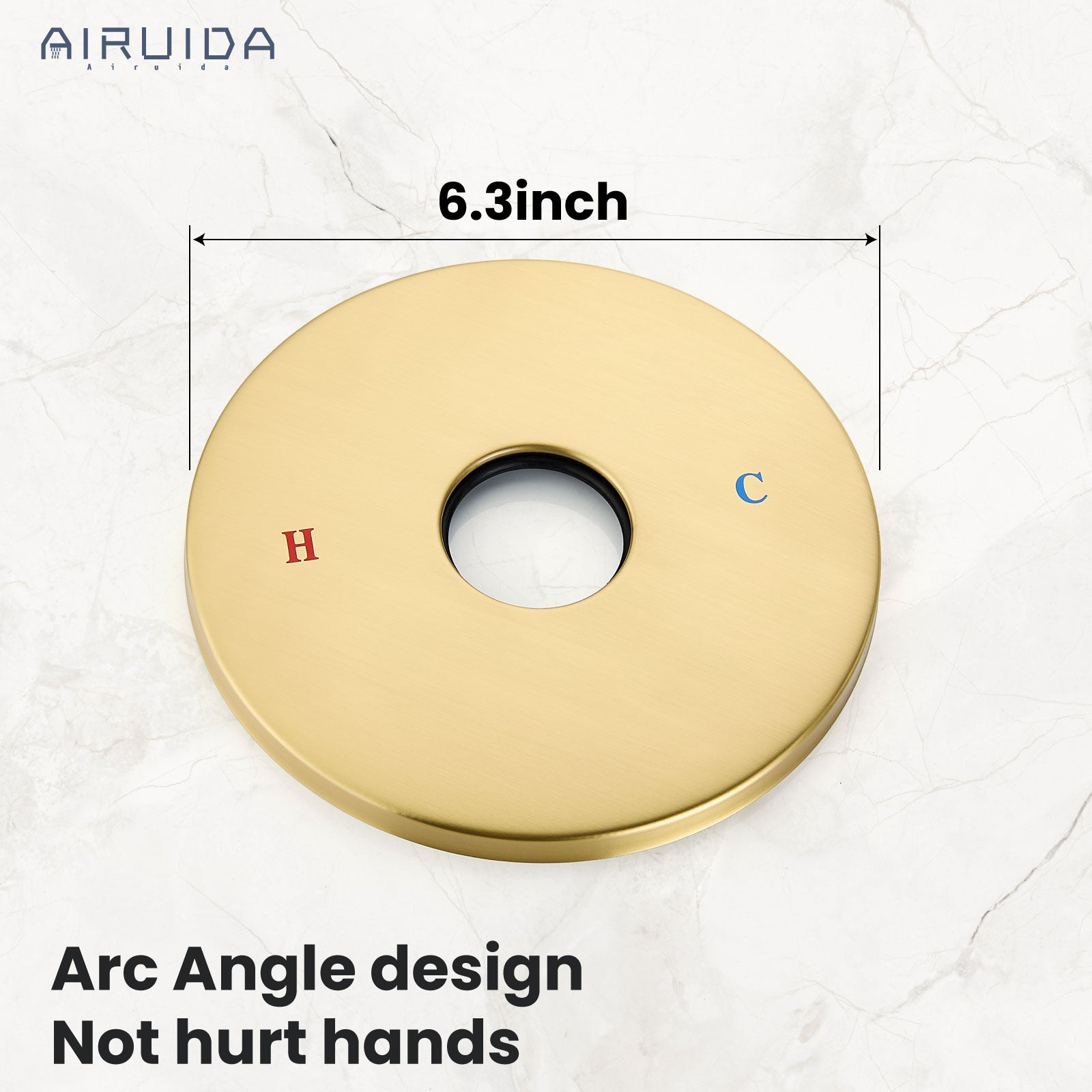Airuida Round Single-Function Shower Handle Valve Trim Kit Shower Valves Wall Mount Brass Faucet Shower Rough-in Valve Bathroom Trim Kit Single Handle Tub Shower Valve Female Thread Brushed Gold