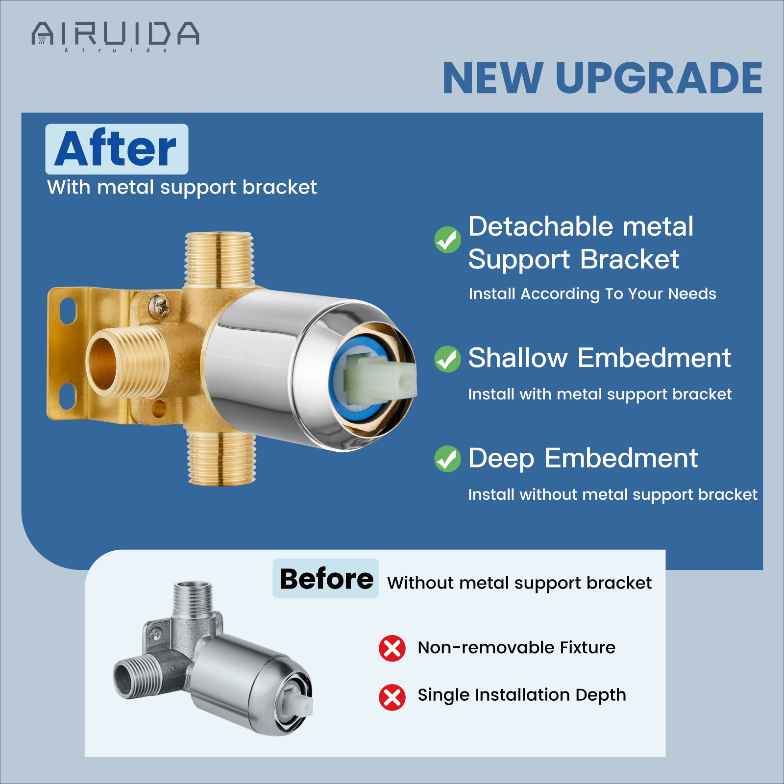 Airuida Shower Faucet Set with Tub Spout Bathtub Faucet Kit Shower Tub Faucet Set Complete Tub Shower Trim Kit with Solid Brass Rough-in Valve and Rainfall Square Showerhead