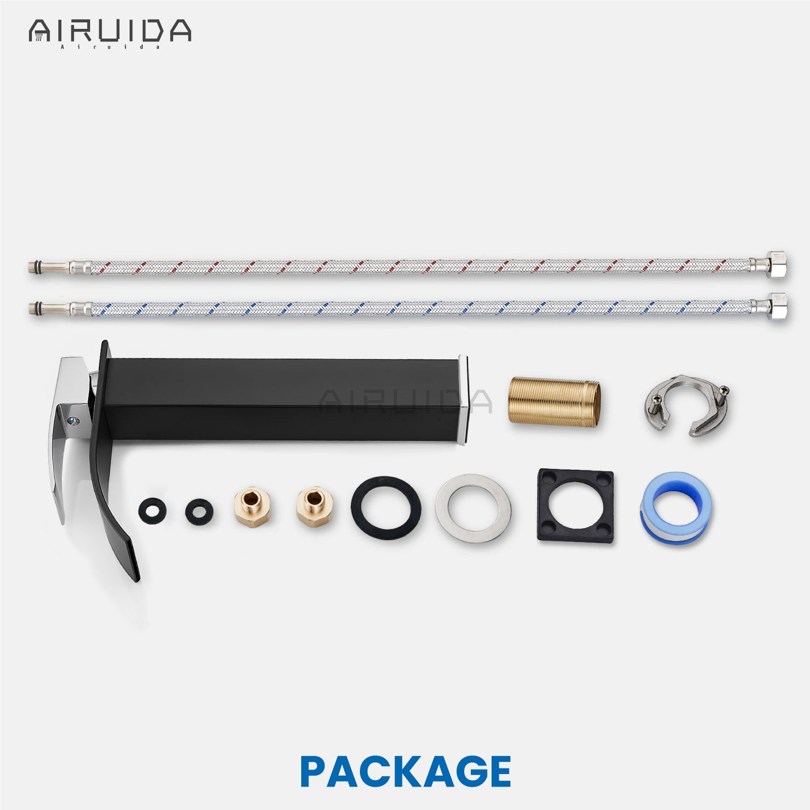 Airuida Vessel Sink Faucet, Tall Waterfall Bathroom Faucet, Single Handle One Hole Mixer Bowl Tap with Large Rectangular Spout, Bar Sink Faucet Lavatory Vanity