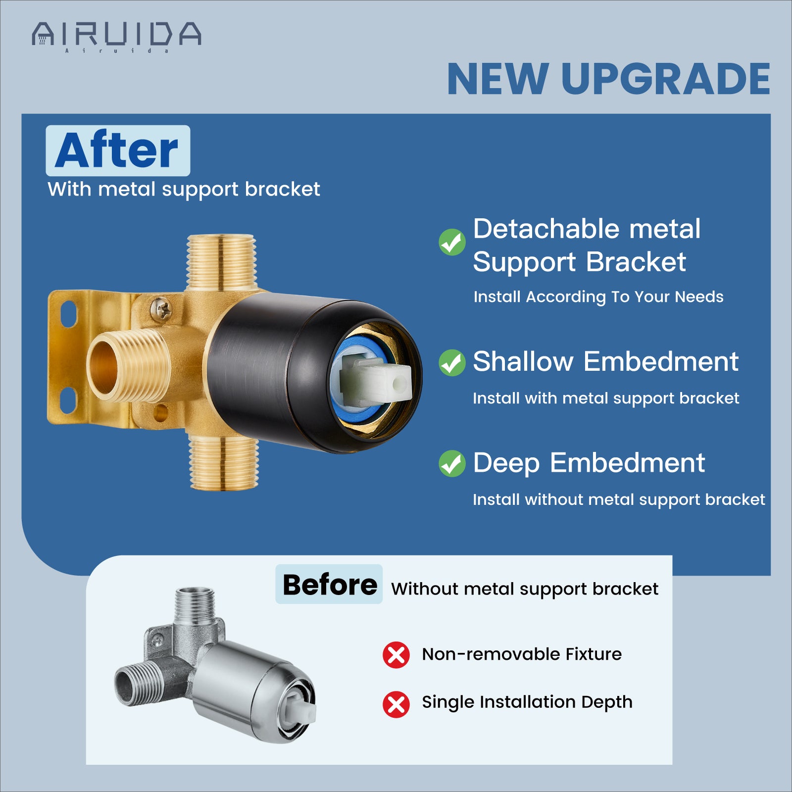 Airuida Shower Faucet Set with Tub Spout Bathtub Faucet Kit Shower Tub Faucet Set Complete Tub Shower Trim Kit with Solid Brass Rough-in Valve and Rainfall Square Showerhead