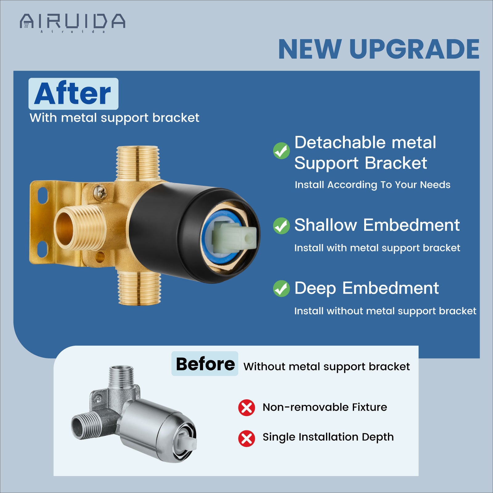 Airuida Shower Faucet Set with Tub Spout Bathtub Faucet Kit Shower Tub Faucet Set Complete Tub Shower Trim Kit with Solid Brass Rough-in Valve and Rainfall Square Showerhead