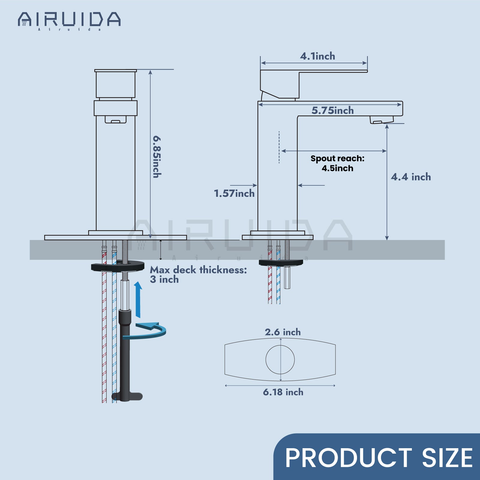Airuida One Hole Bathroom Sink Faucet Short Bowl Sink Faucet Single Handle Vanity RV Bathroom Faucet Basin Lavatory Mixer Tap with Water Supply Hoses