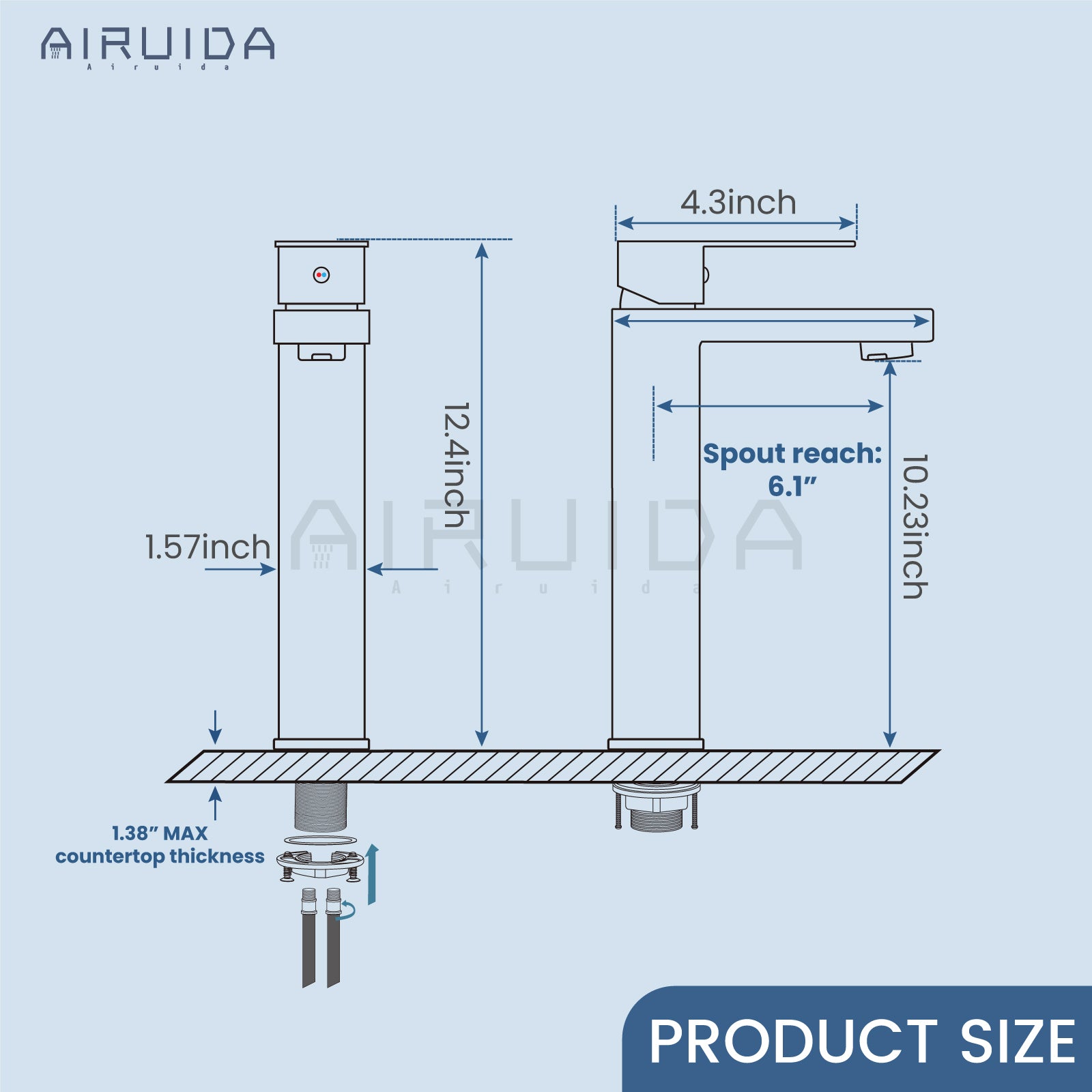 Airuida Single Handle Vessel Sink Faucet,Tall Bathroom Sinks Faucet,1 Hole Lavatory Modern Faucet for Bowl Sink,Vanity Mixer Bar Tap with Water Supply Hoses Deck Mount Square Spout