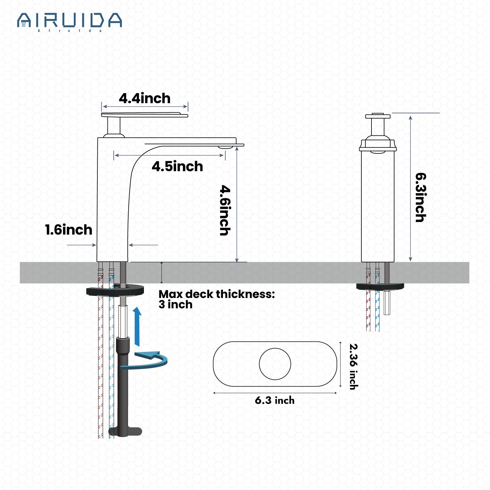 Airuida Single Handle Bathroom Sink Faucet 1 or 3 Hole Washbasin Mixer Tap Deck Mount Solid Brass Material Bath Lavatory Short Vanity Bathroom Faucet with Pop Up Drain and Deck Plate