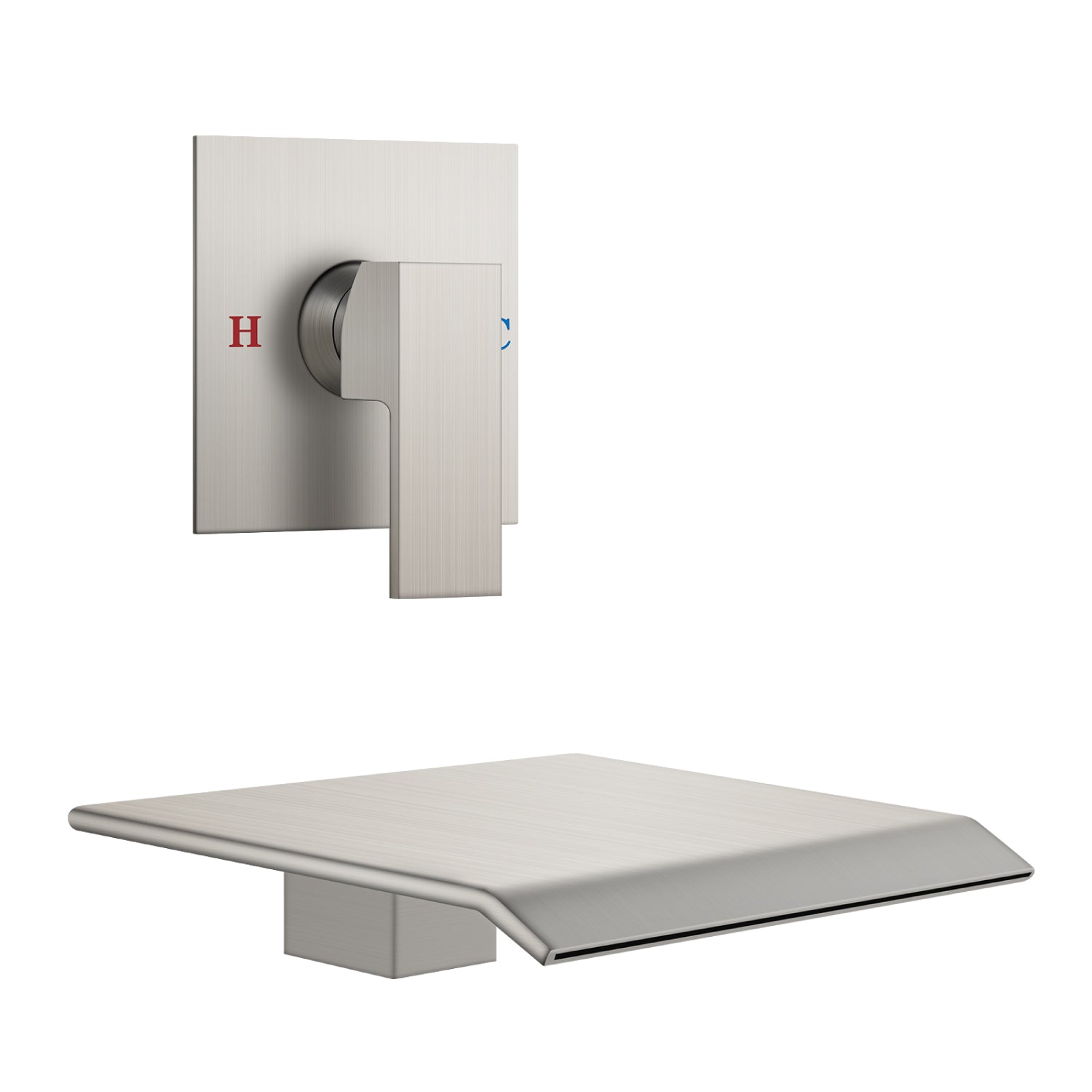 Airuida Waterfall Bathtub Faucet Set Wall Mount Tub Filler Tub Spout Shower Faucet Set with Solid Brass Rough-in Valve Trim Kit