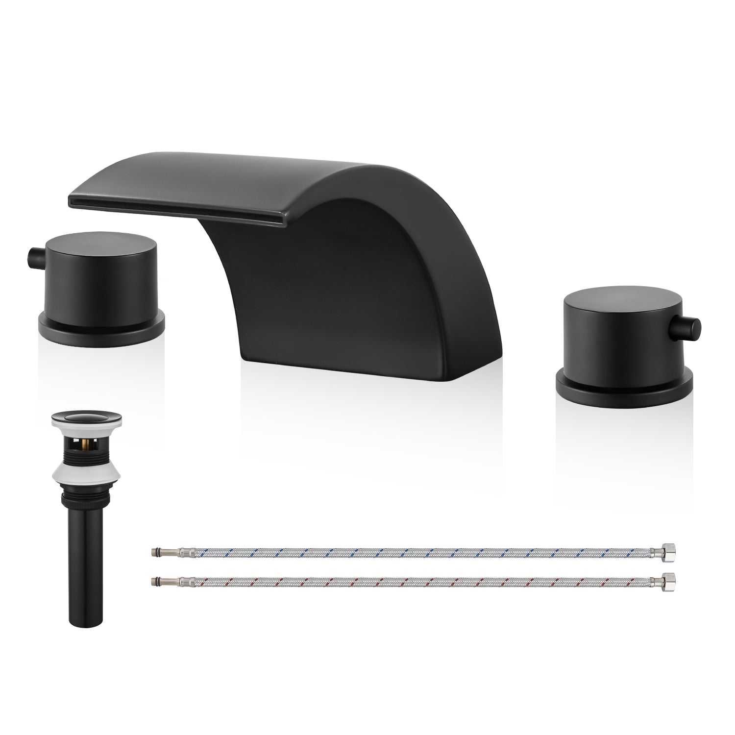 Airuida Widespread Waterfall Bathroom Faucet, Deck Mounted 8 Inch Faucet, Double Handles 3 Holes Waterfall Bathroom Faucet