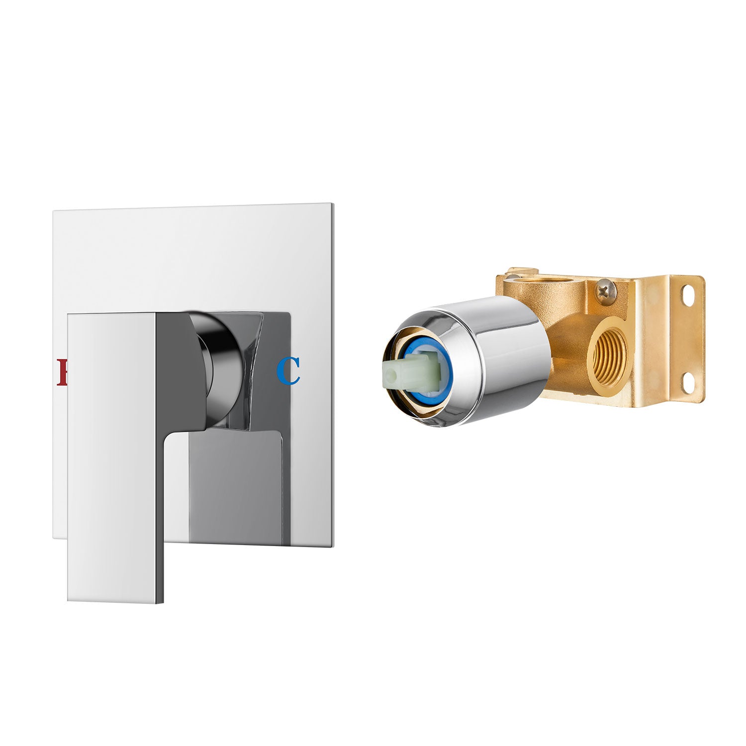 Airuida Single-Function Shower Handle Valve Trim Kit Shower Valves Wall Mount Brass Faucet Shower Rough-In Valve Bathroom Trim Kit Single Handle Tub Shower Valve Mixer