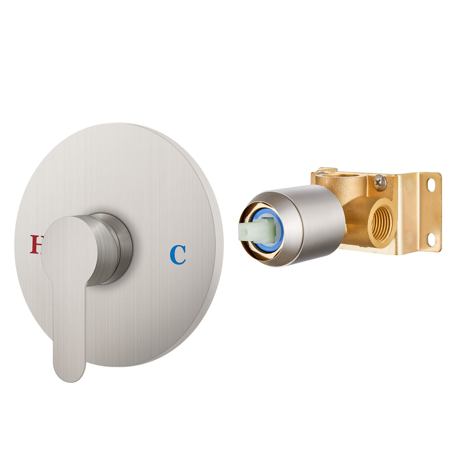 Airuida Single-Function Shower Handle Valve Trim Kit Shower Valves Wall Mount Brass Faucet Shower Rough-In Valve Bathroom Trim Kit Single Handle Tub Shower Valve Mixer