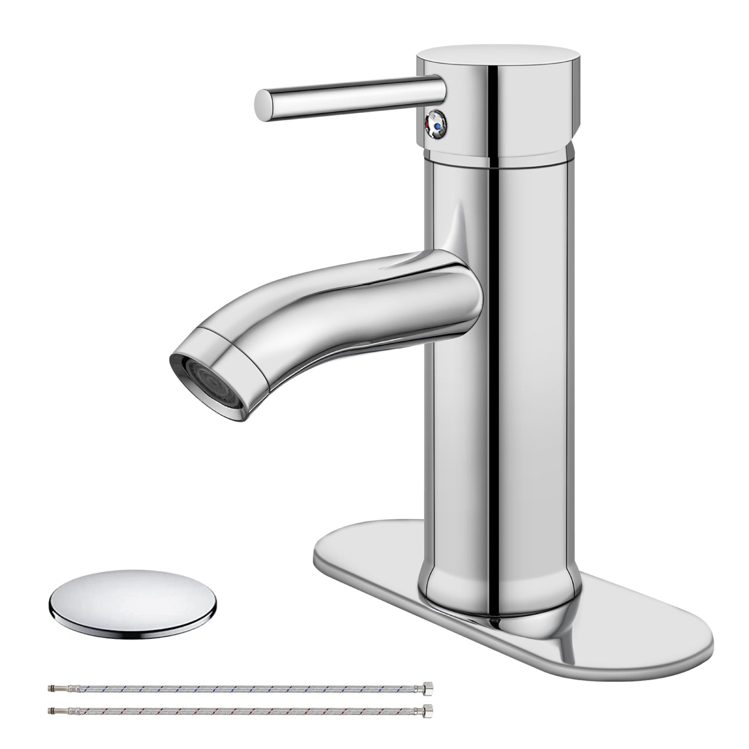 Airuida Bathroom Bowl Vessel Sink Faucet Short Bathroom Stainless Steel Faucet Single Handle Single Hole Deck Mount with Circular Spout Lavatory Vanity with Pop Up Drain