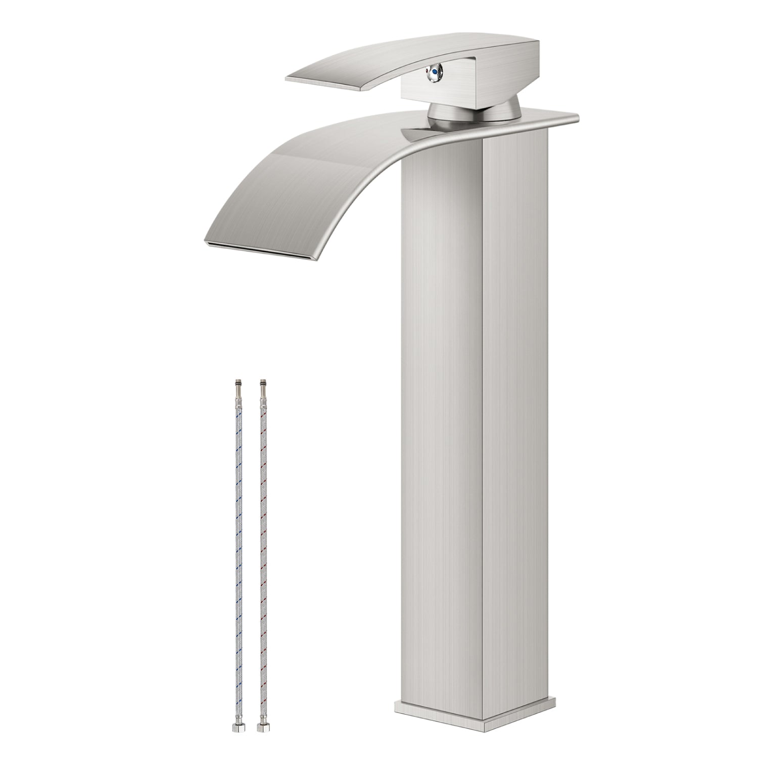 Airuida Vessel Sink Faucet, Tall Waterfall Bathroom Faucet, Single Handle One Hole Mixer Bowl Tap with Large Rectangular Spout, Bar Sink Faucet Lavatory Vanity
