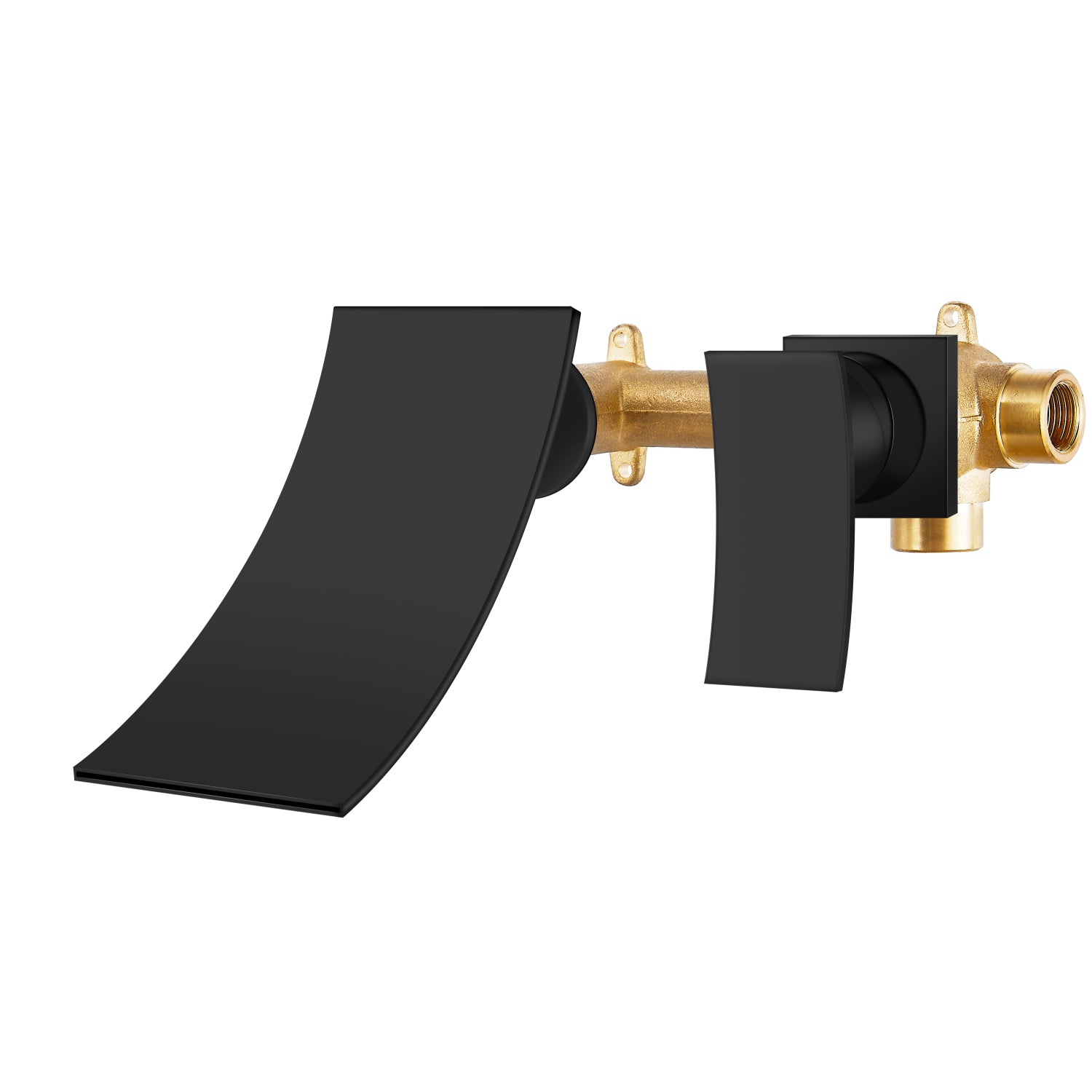 Airuida Wall Mount Wall Mount Bathtub Faucet, Tub Filler with Waterfall Tub Spout, Single Handle Bathroom Mixer Tap Brass Rough-in Valve Included