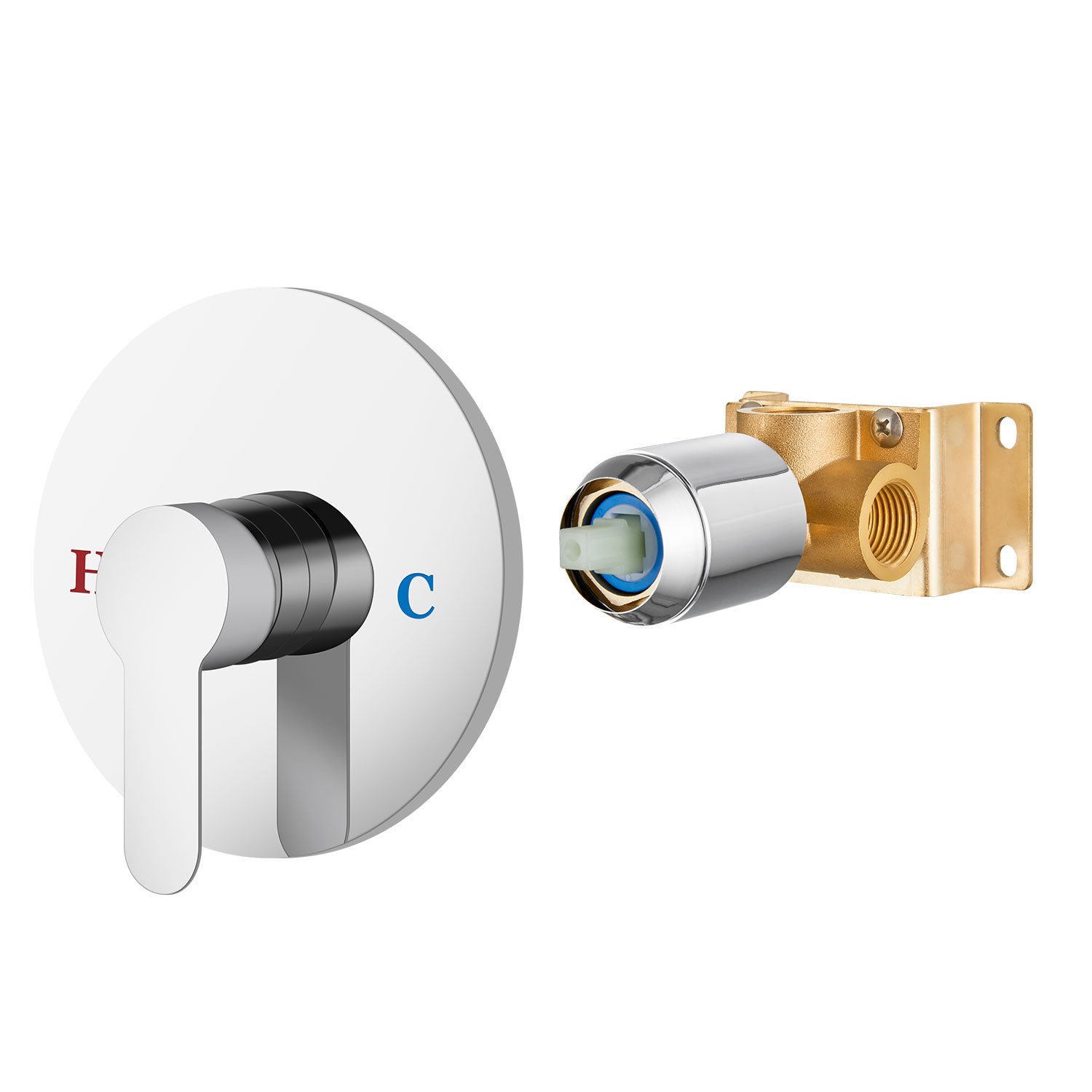 Airuida Single-Function Shower Handle Valve Trim Kit Shower Valves Wall Mount Brass Faucet Shower Rough-In Valve Bathroom Trim Kit Single Handle Tub Shower Valve Mixer