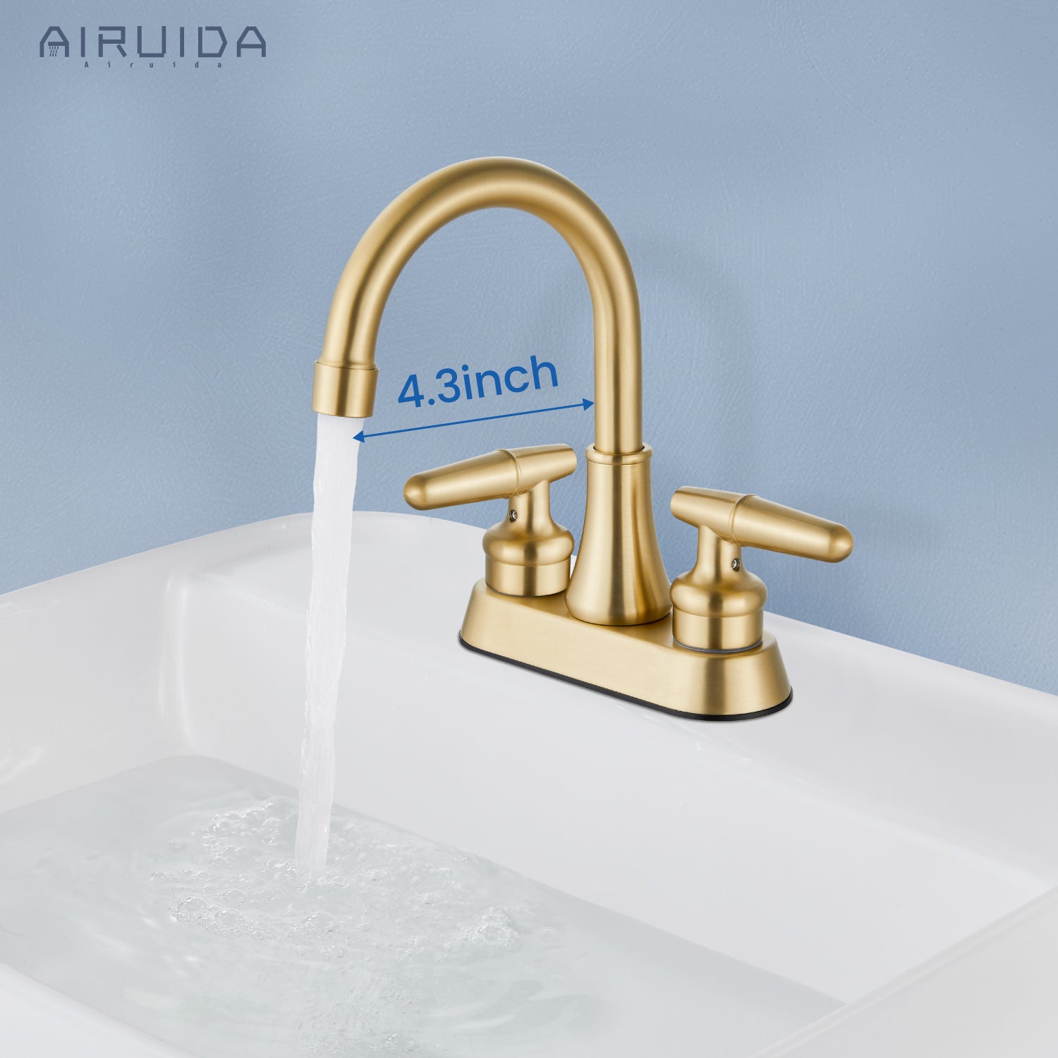 Airuida Bathroom Faucet 4 inch Centerset Two Handle Bathroom Sink Faucet 360°Swivel Spout Bathroom Faucet with Supply Hoses and Pop Up Drain Deck Mount