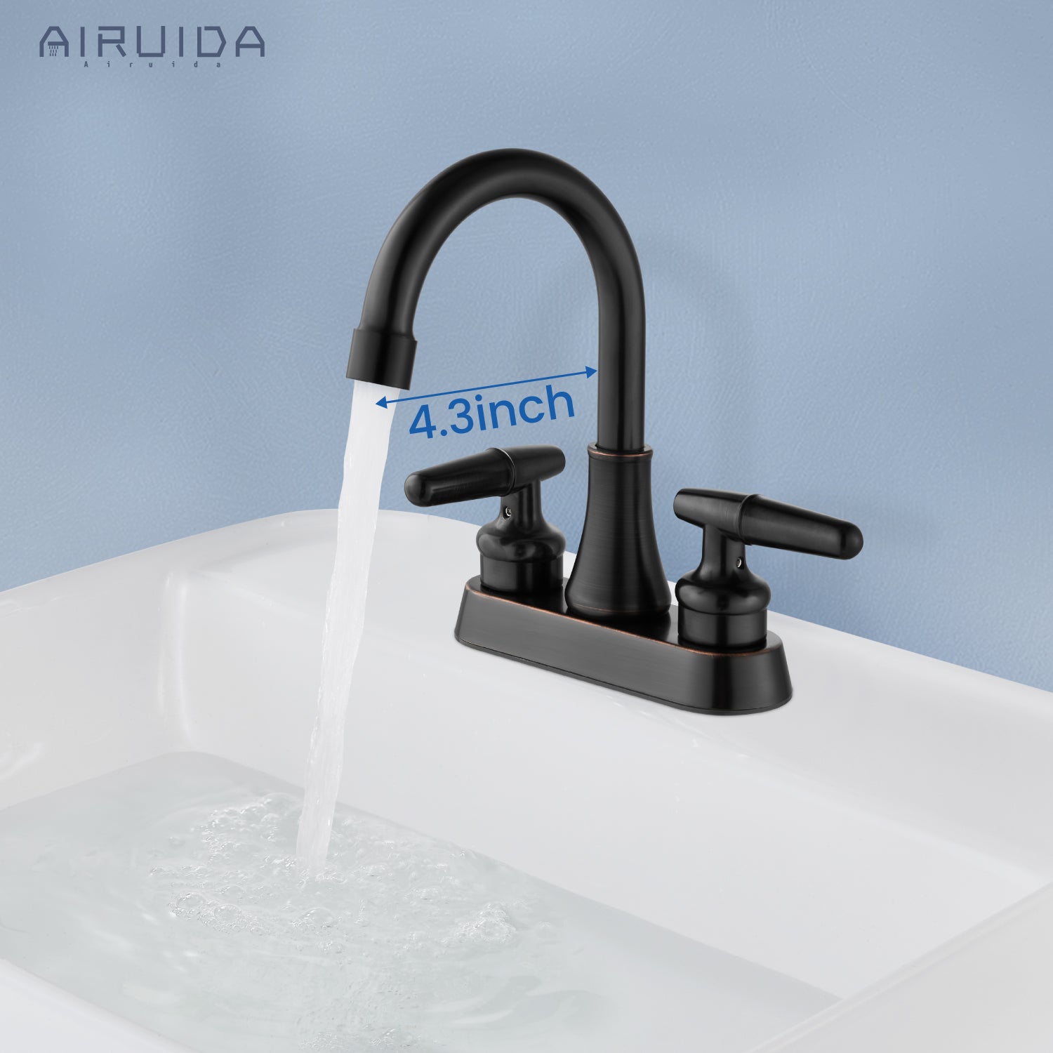 Airuida Bathroom Faucet 4 inch Centerset Two Handle Bathroom Sink Faucet 360°Swivel Spout Bathroom Faucet with Supply Hoses and Pop Up Drain Deck Mount