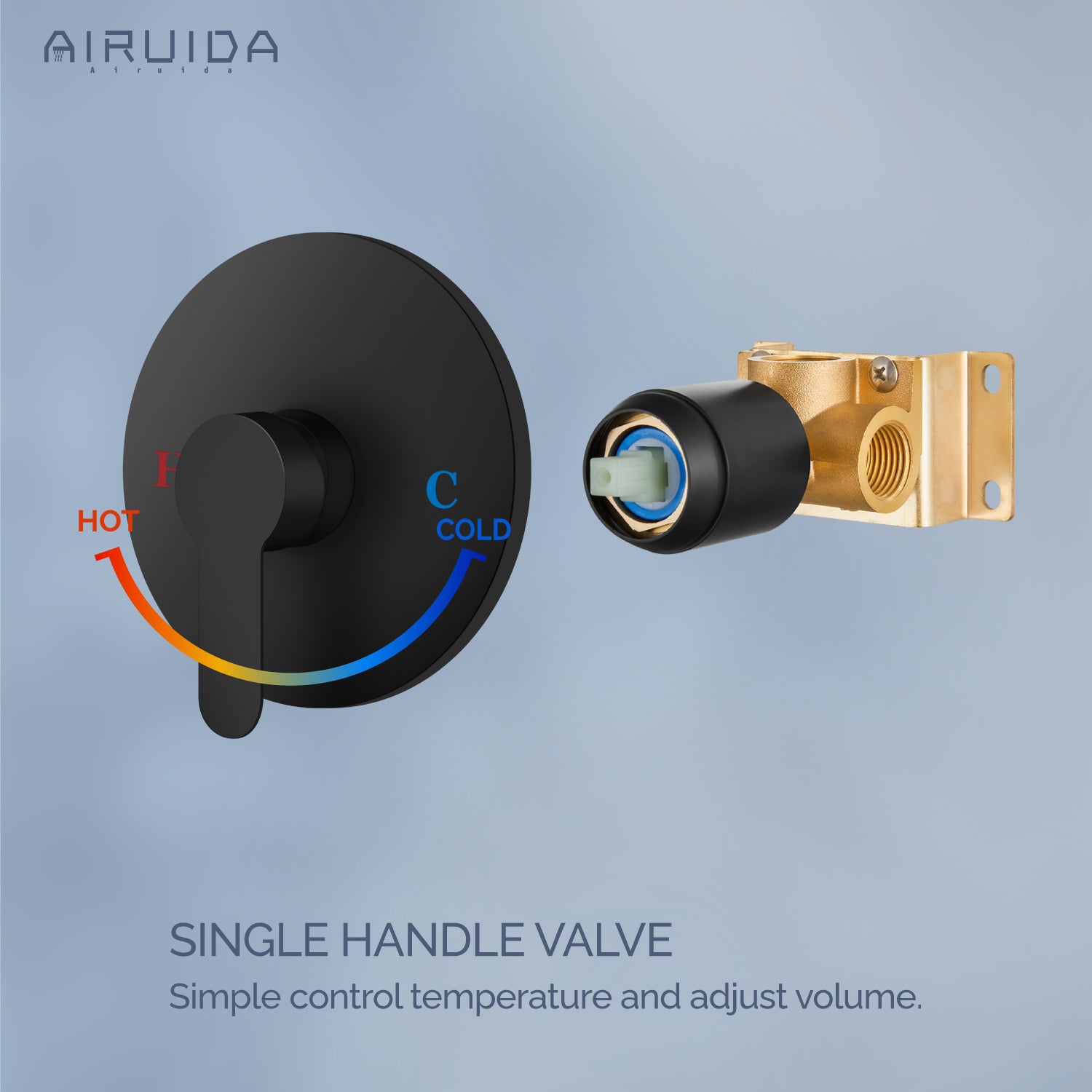 Airuida Single-Function Shower Handle Valve Trim Kit Shower Valves Wall Mount Brass Faucet Shower Rough-In Valve Bathroom Trim Kit Single Handle Tub Shower Valve Mixer