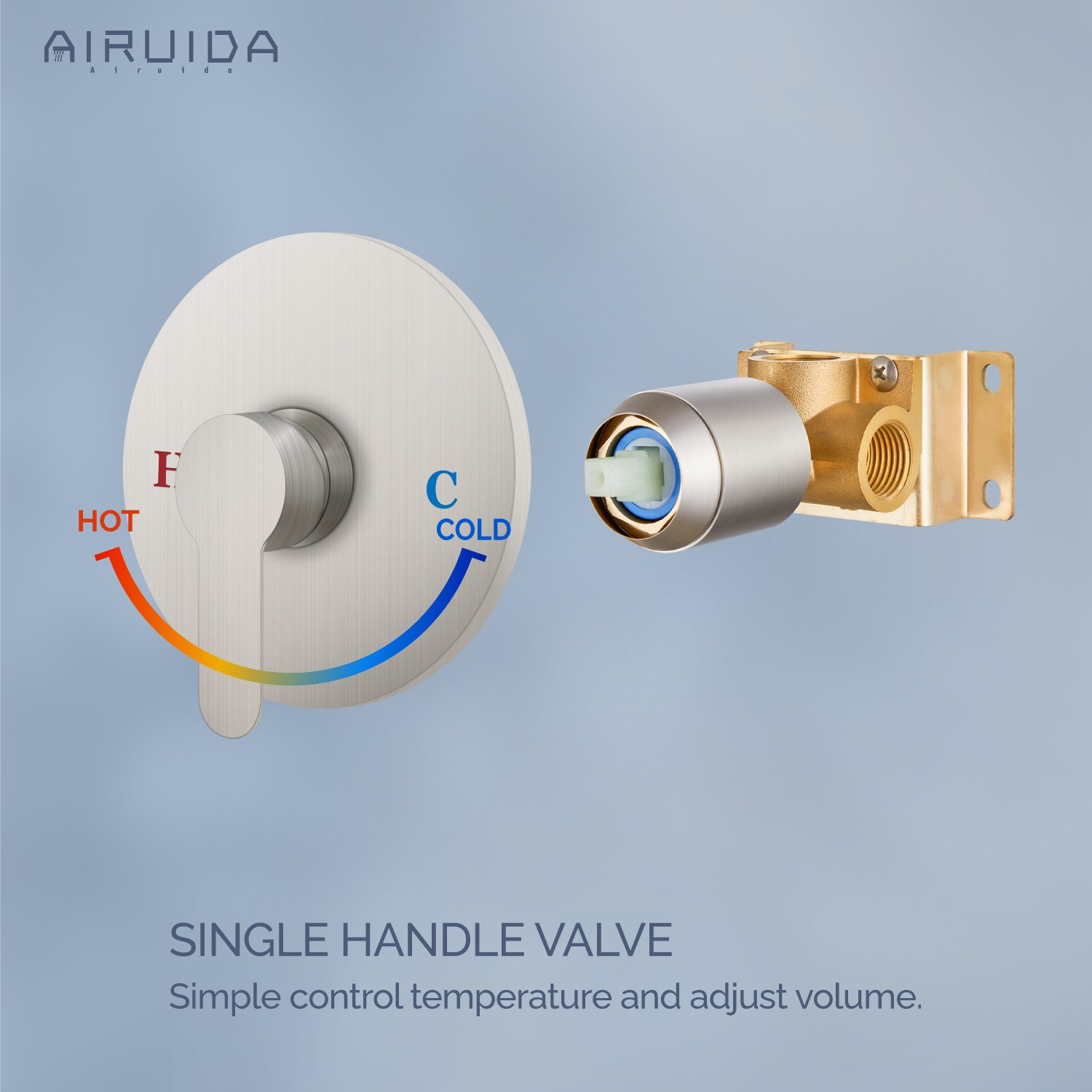 Airuida Single-Function Shower Handle Valve Trim Kit Shower Valves Wall Mount Brass Faucet Shower Rough-In Valve Bathroom Trim Kit Single Handle Tub Shower Valve Mixer