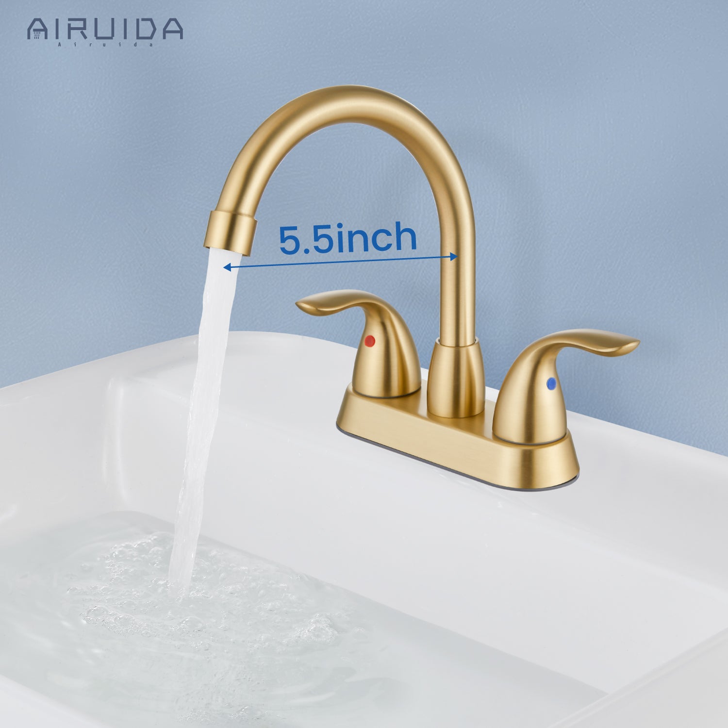 Airuida Bathroom Faucet 4 inch Centerset Two Handle Bathroom Sink Faucet 360°Swivel Spout Bathroom Faucet with Supply Hoses and Pop Up Drain Deck Mount