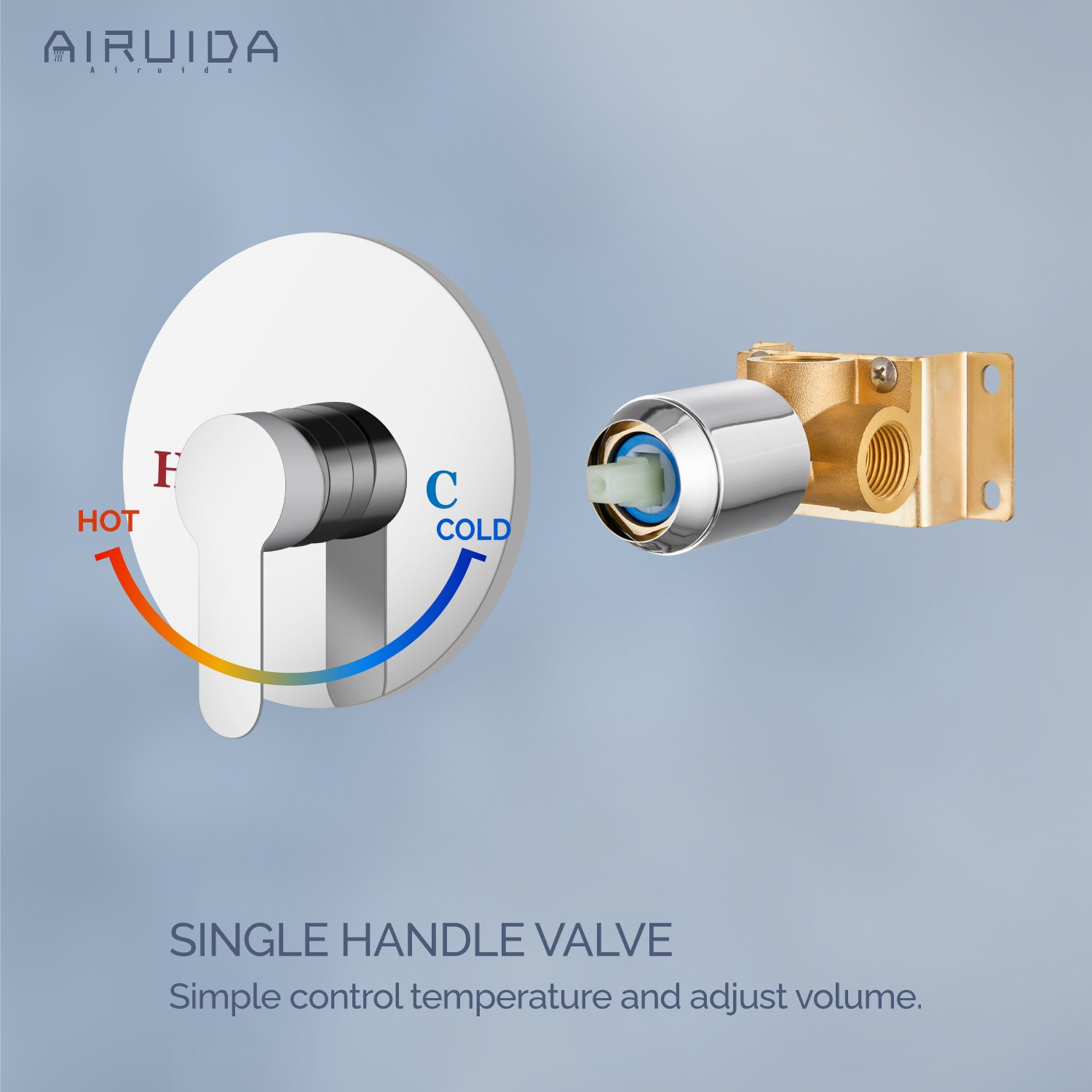 Airuida Single-Function Shower Handle Valve Trim Kit Shower Valves Wall Mount Brass Faucet Shower Rough-In Valve Bathroom Trim Kit Single Handle Tub Shower Valve Mixer