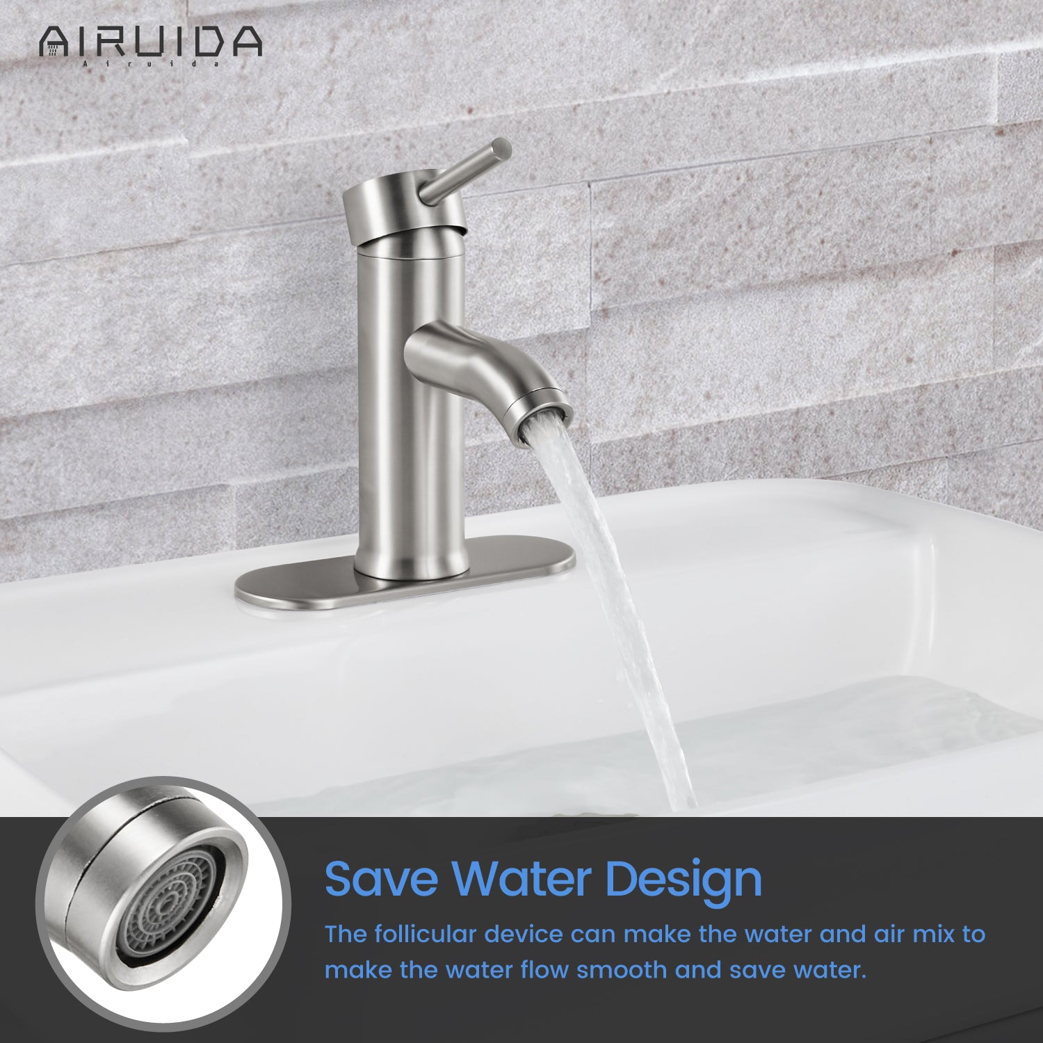 Airuida Bathroom Bowl Vessel Sink Faucet Short Bathroom Stainless Steel Faucet Single Handle Single Hole Deck Mount with Circular Spout Lavatory Vanity with Pop Up Drain