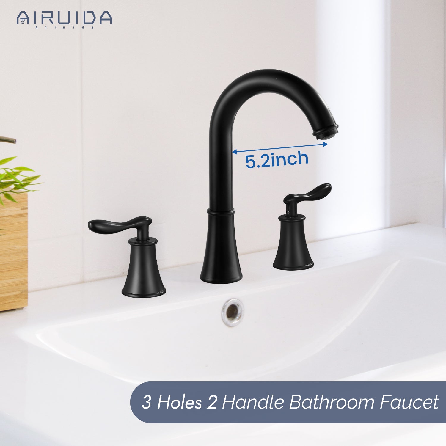 Airuida 8 Inch Widespread Bathroom Sink Faucet 2 Handles 3 Holes 360 Degree Swivel Spout Stainless Steel Lavatory Vanity Faucets Bathroom Faucets