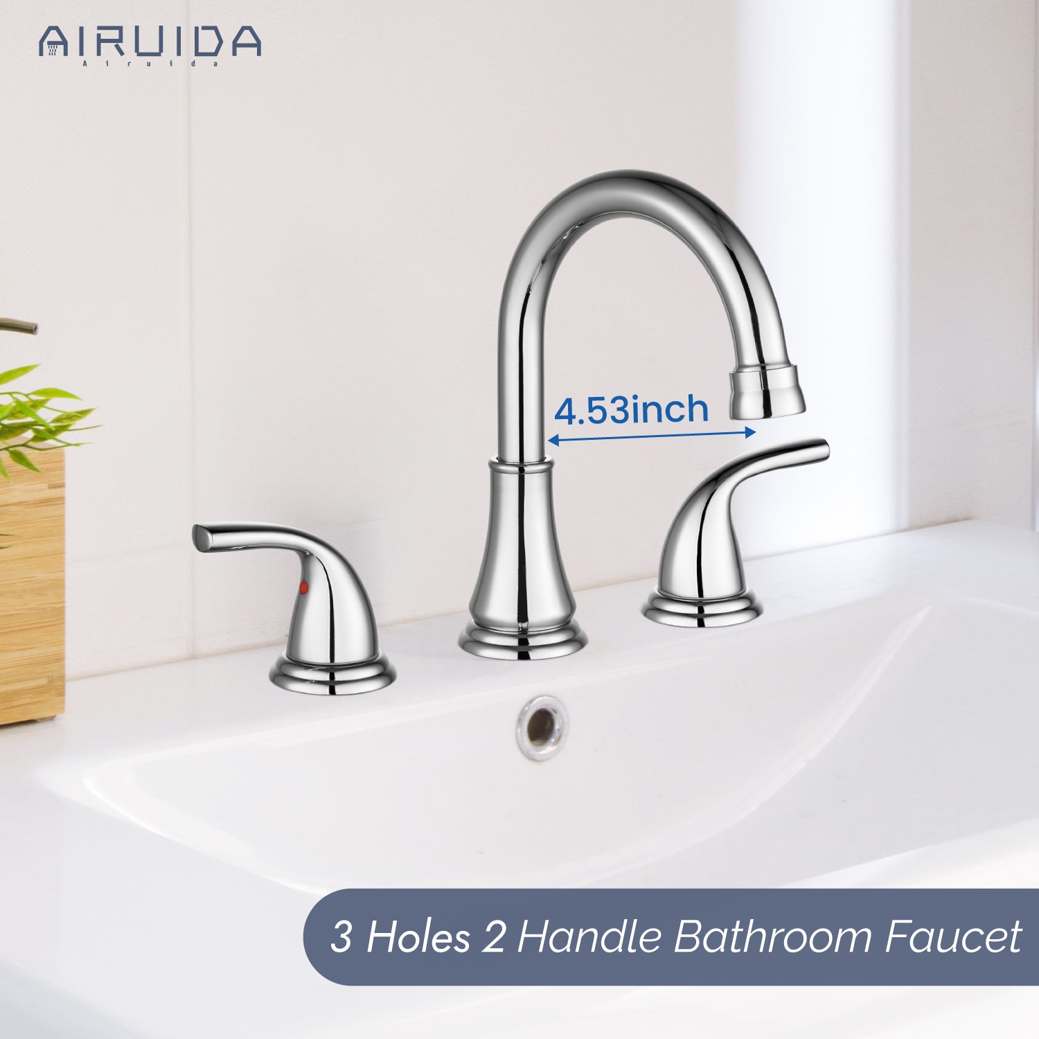 Airuida 8 Inch Widespread Bathroom Sink Faucet 2 Handles 3 Holes 360 Degree Swivel Spout Stainless Steel Lavatory Vanity Faucets Bathroom Faucets